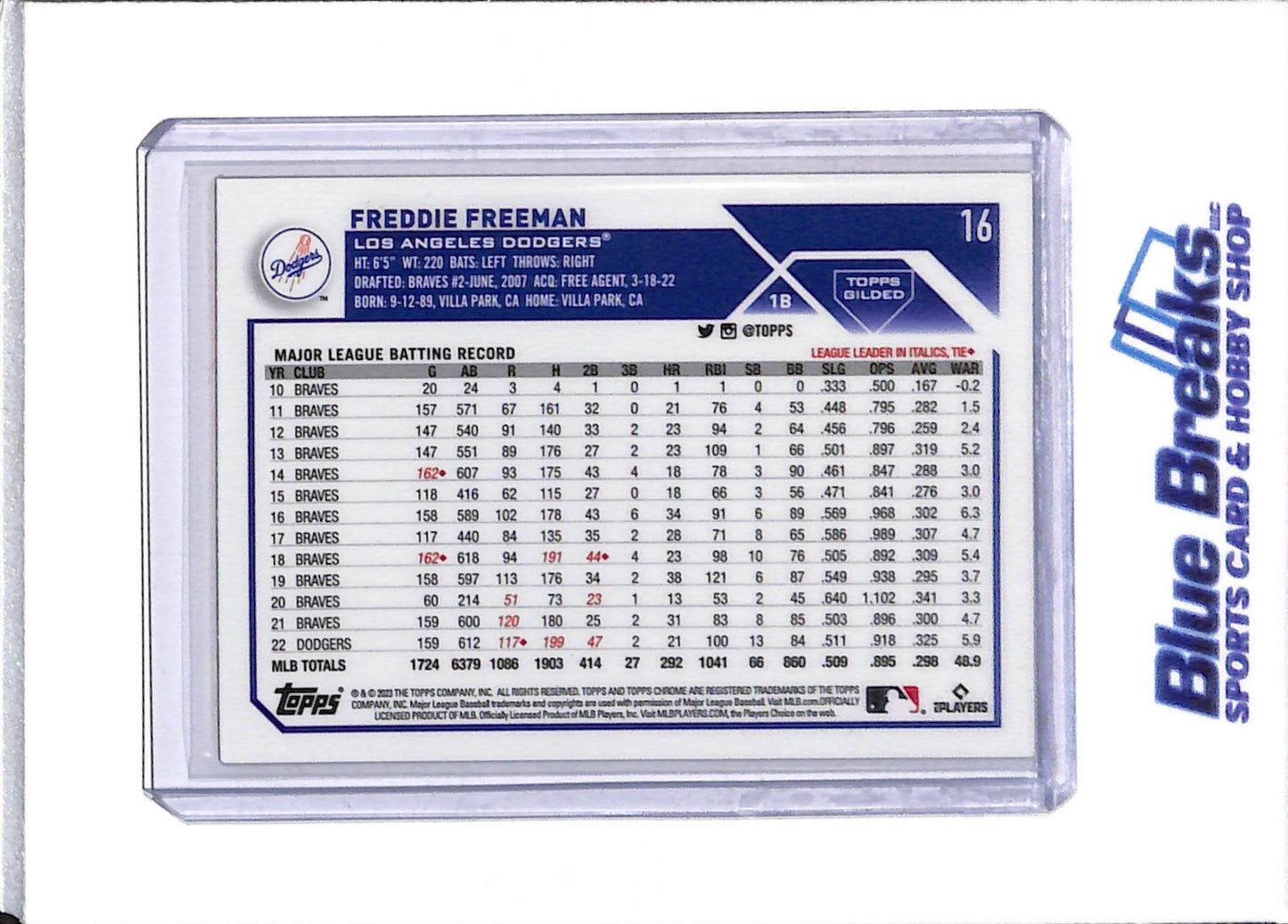 2023 Topps - Chrome - Gold Foil - Freddie Freeman - 48/50 - #16 - Baseball - Dodgers - drop