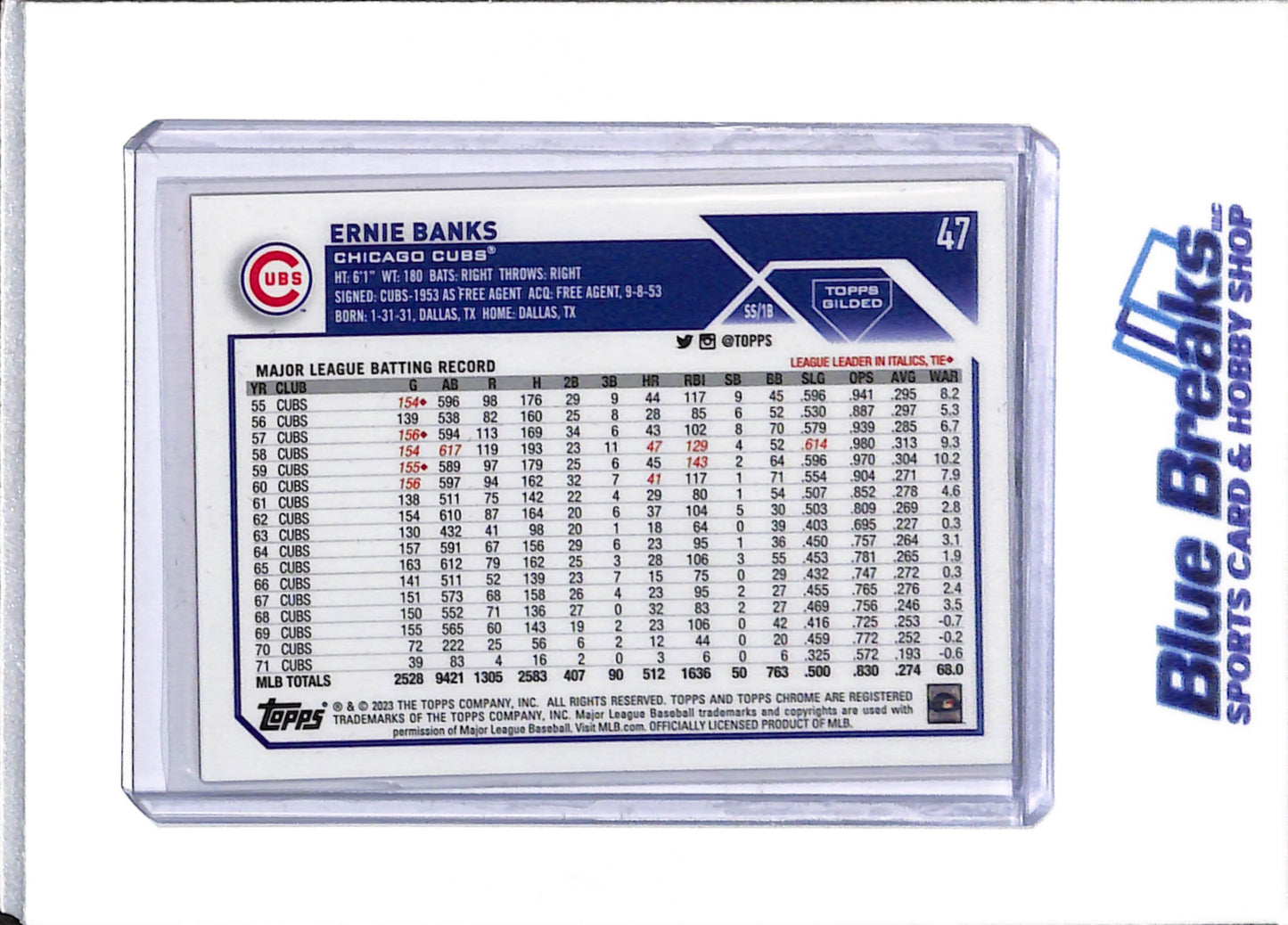 2023 Topps - Chrome - Gold - Ernie Banks - 17/99 - #47 - Baseball - Cubs - drop