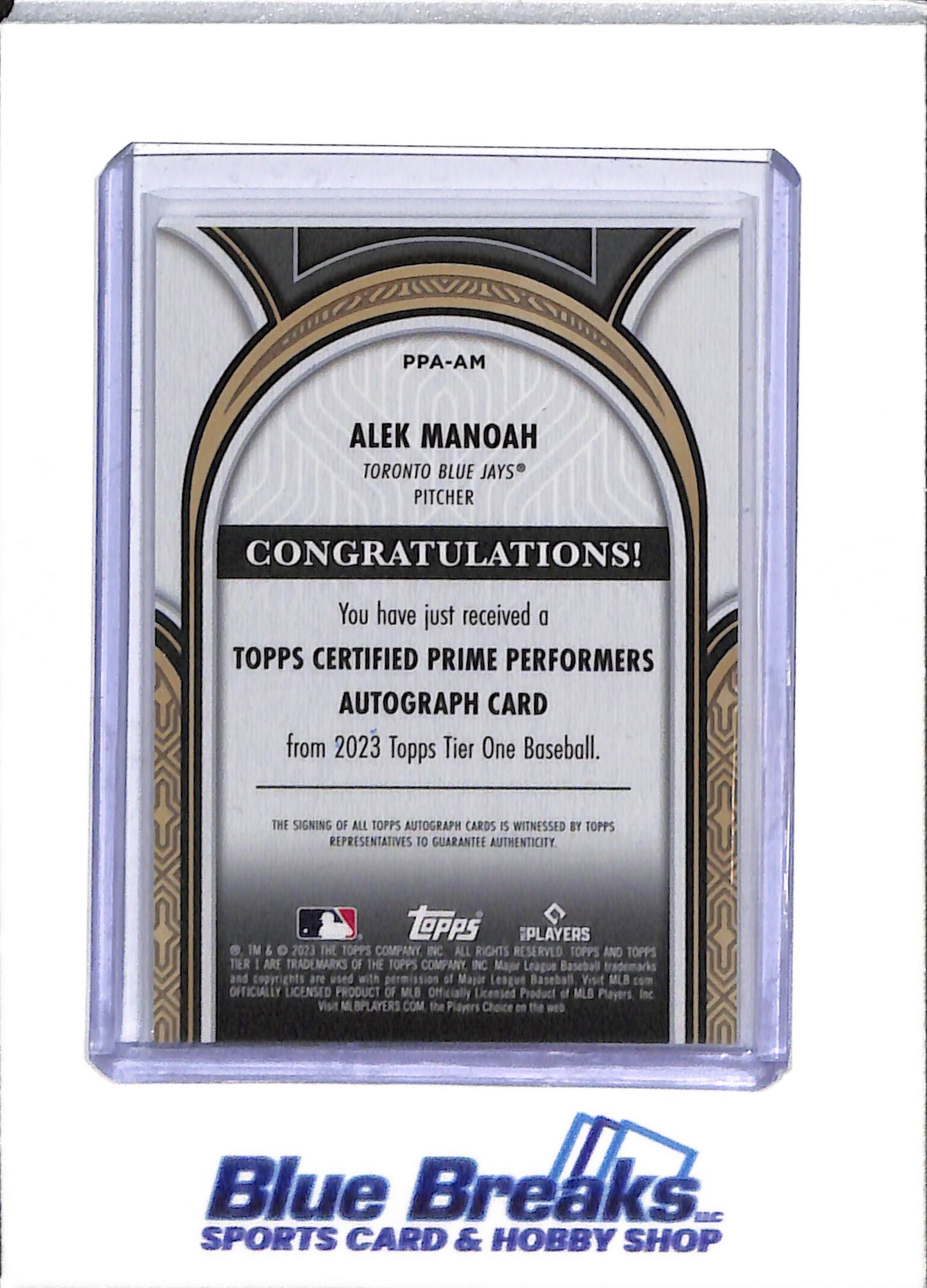2023 Topps - Tier One - Prime Performers - Auto - Alek Manoah - 277/299 - #PPA-AM - Baseball - Blue Jays - drop