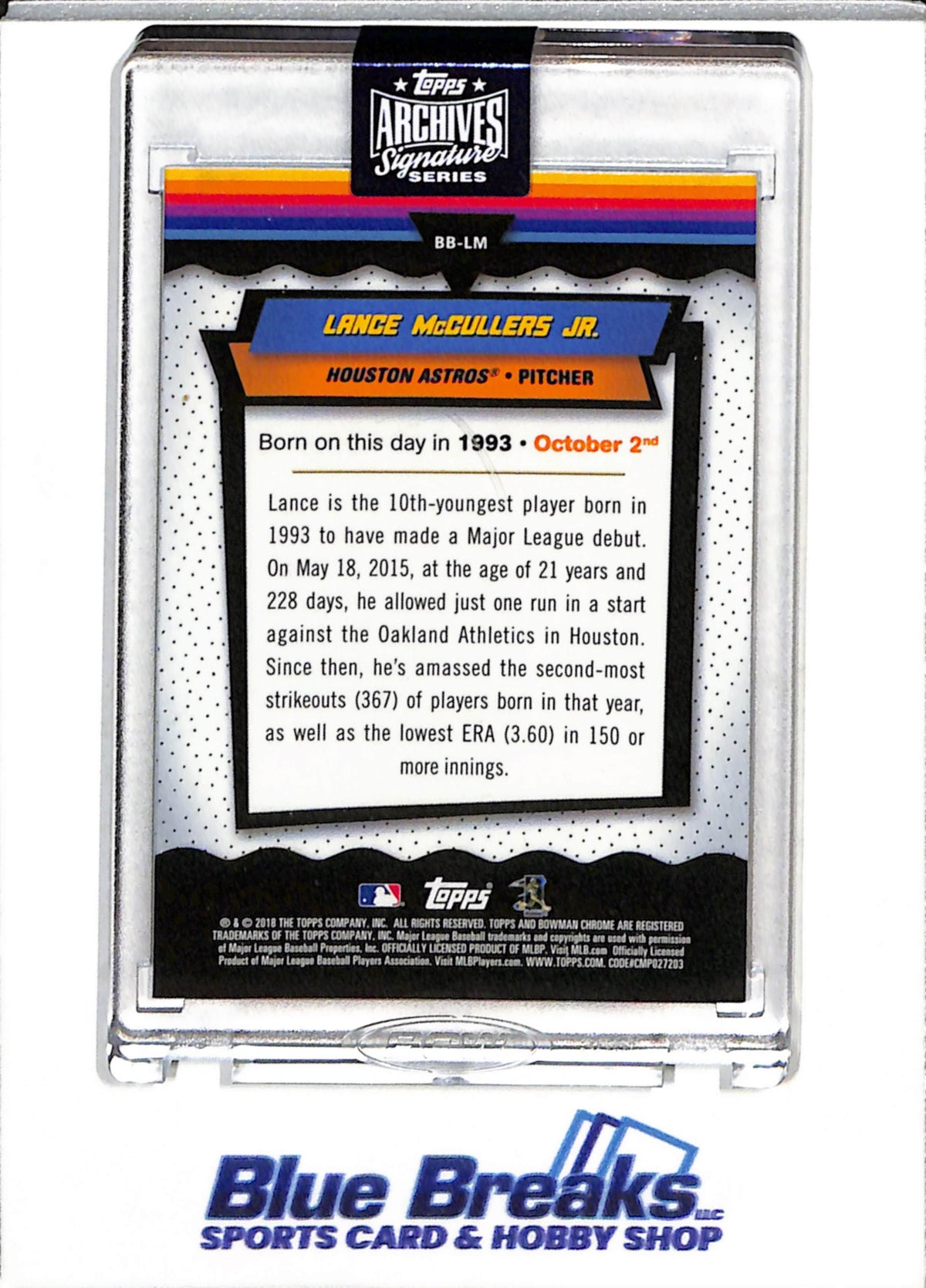 2020 Topps - Bowman Chrome - Archives Signature Series - Auto - Lance McCullers Jr - 11/44 - #BB-LM - Baseball - Astros