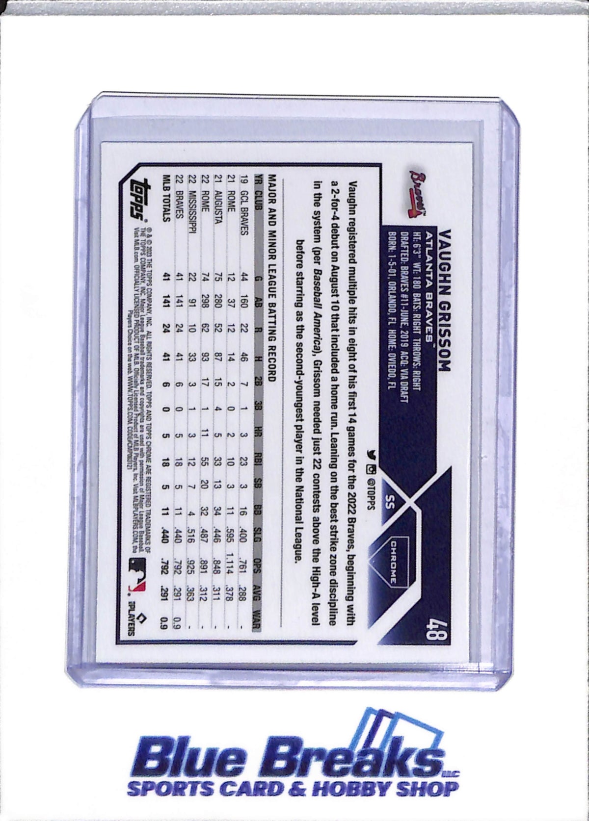 2023 Topps - Chrome - 3 Cards - Negative Refractor - Silver Refractor - Prism Refractor - Vaughn Grissom - #48 - Baseball - Braves