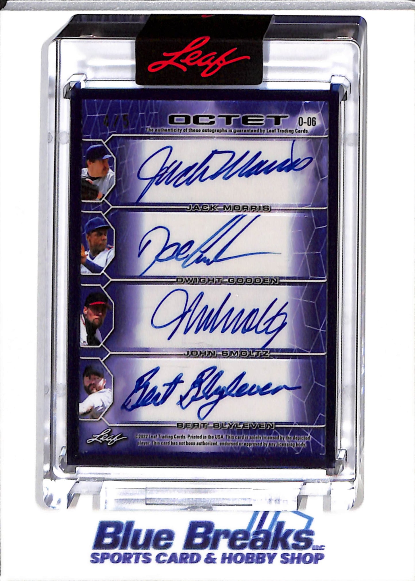 2022 Leaf - Decadence - Octet - Autos - Blue - Clemens - Johnson - Maddux - Martinez - Morris - Gooden - Smoltz - Blyleven - 4/5 - #O-06 - Baseball