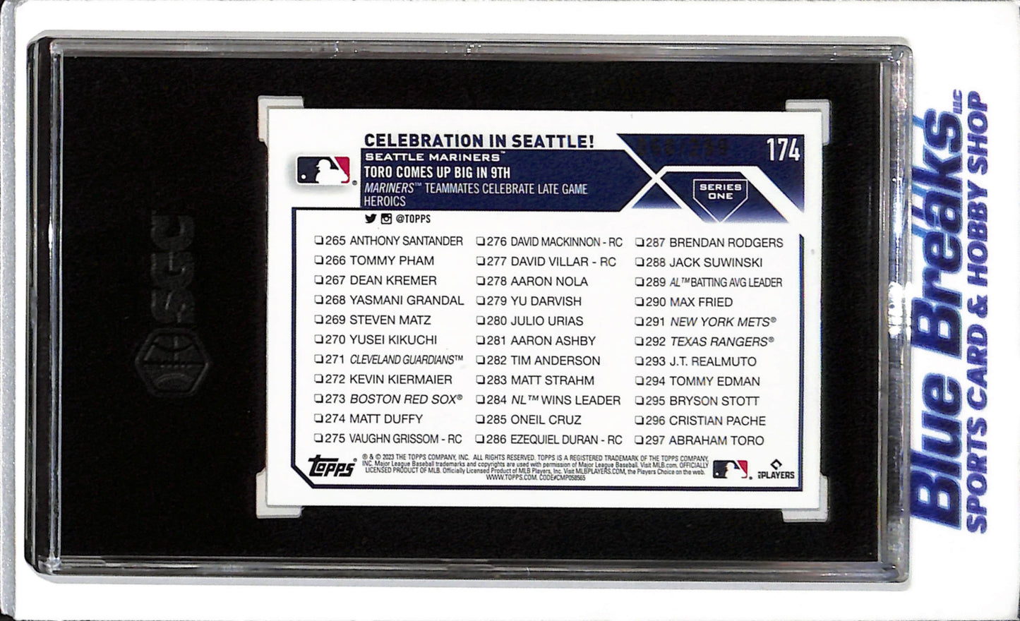 2023 Topps - Series 1 - Orange Foilboard - Combo Card - Julio Rodriguez - SGC9.5 - 60/299 - #174 - Baseball - Mariners