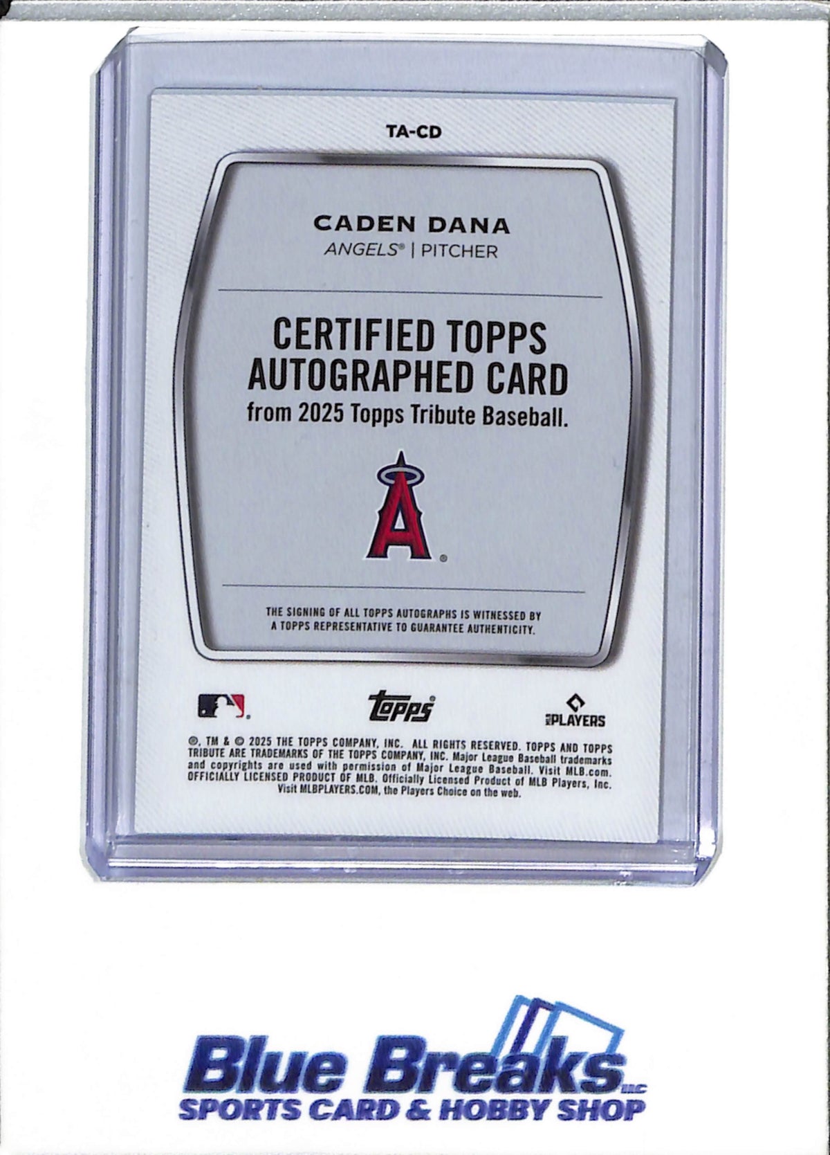 2025 Topps - Tribute - Auto - Rookie Card - Caden Dana - 114/199 - #TA-CD - Baseball - Angels