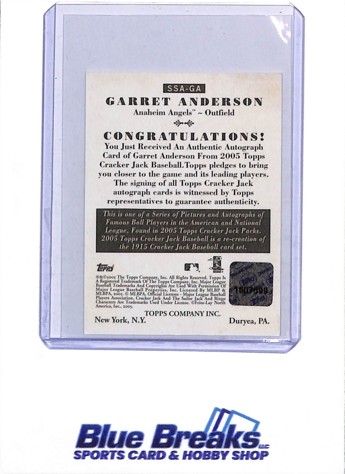 2005 Topps - Cracker Jack - Auto - Garret Anderson - #SSA-GA - Baseball - Angels