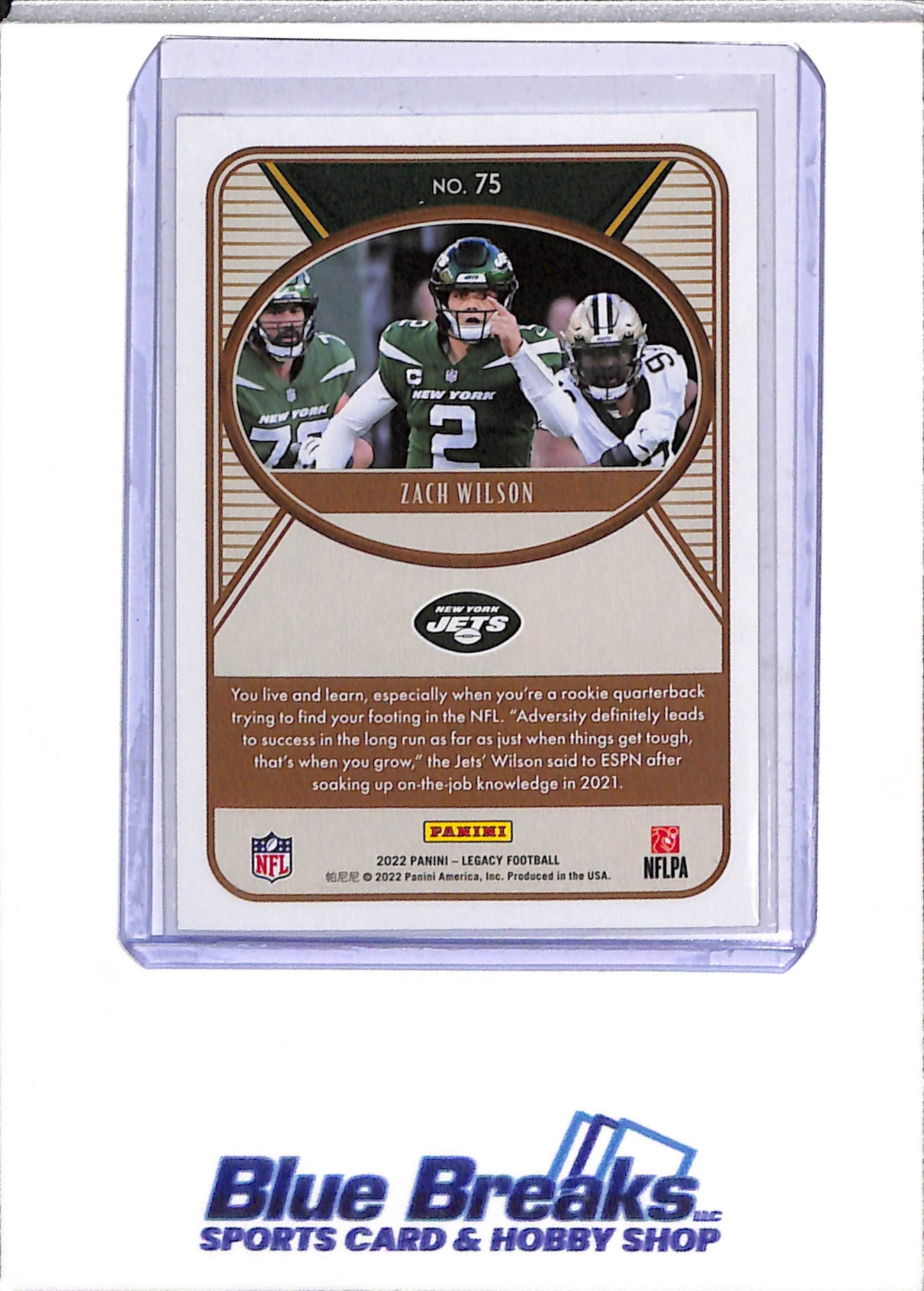 2022 Panini - Legacy - Zach Wilson - 233/299 - #75 - Football - Jets - drop
