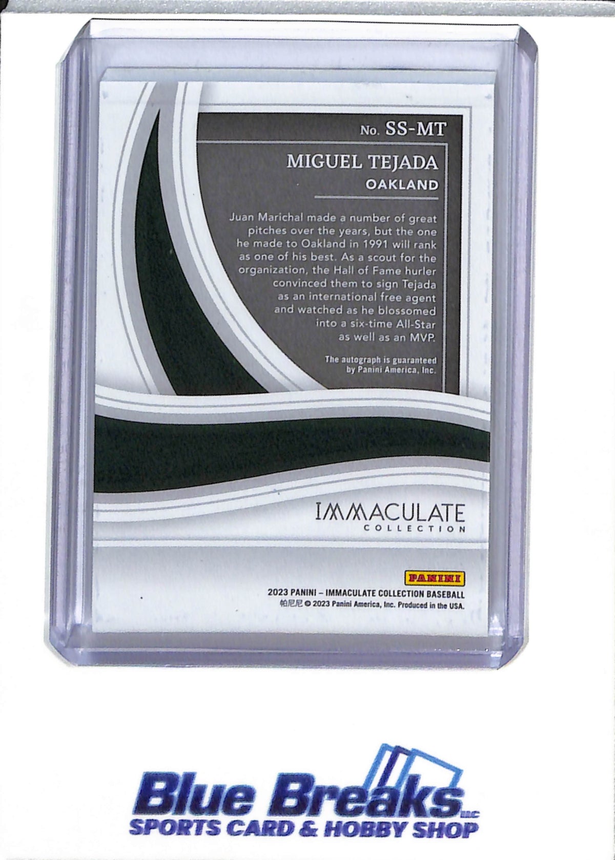 2023 Panini - Immaculate - Auto - Miguel Tejada - 49/49 - #SS-MT - Baseball - Oakland Athletics