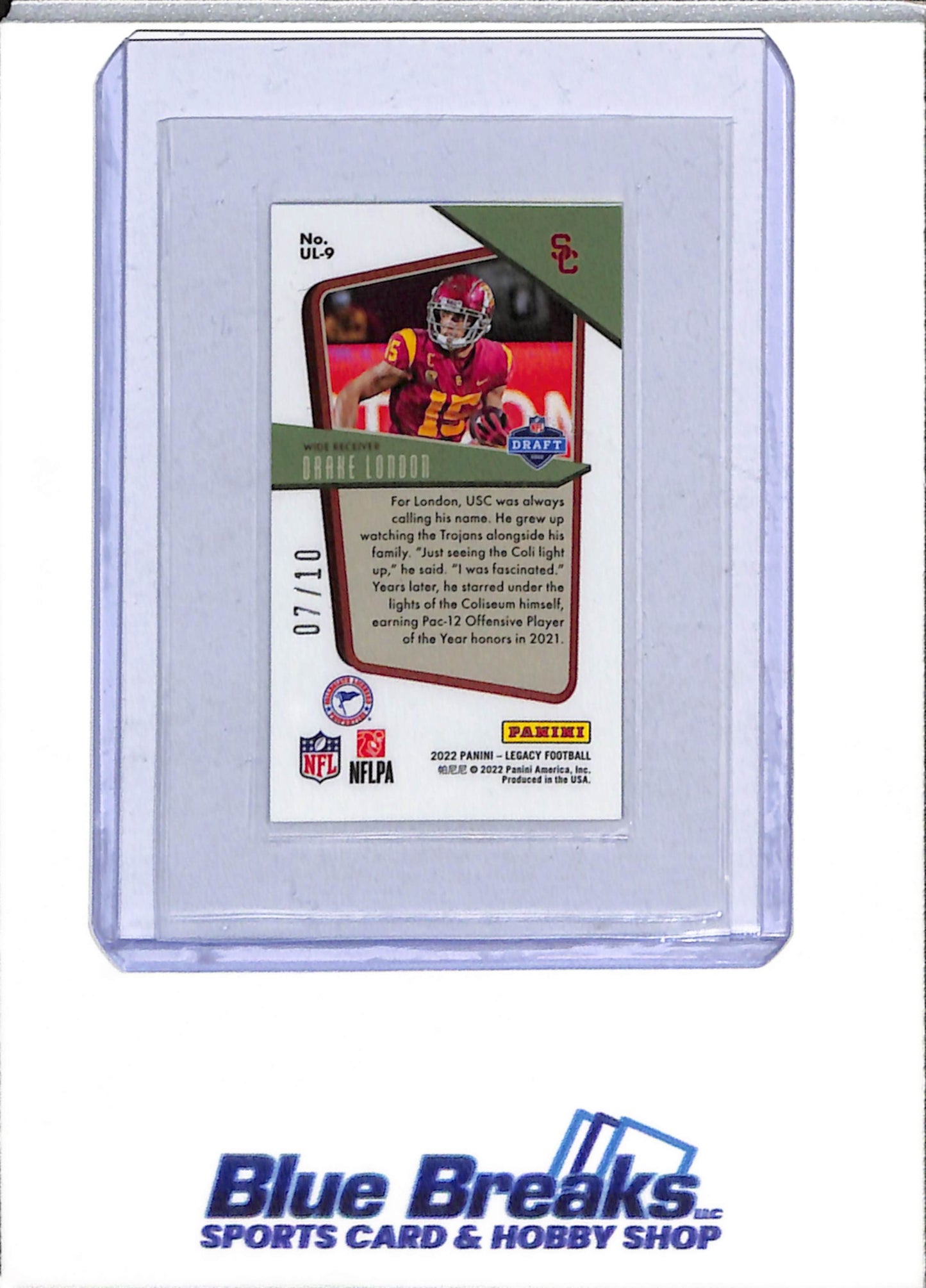 2022 Panini - Legacy - Under the Lights - Mini Card - Cracked Ice - Drake London - 07/10 - #UL-9 - Football - Falcons