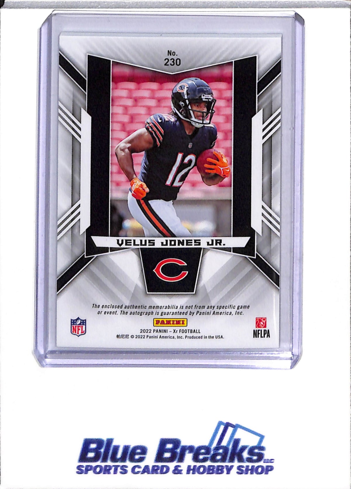2022 Panini - XR - Rookie Card - Triple Relic - Auto - Velus Jones Jr - 002/199 - #230 - Football - Bears