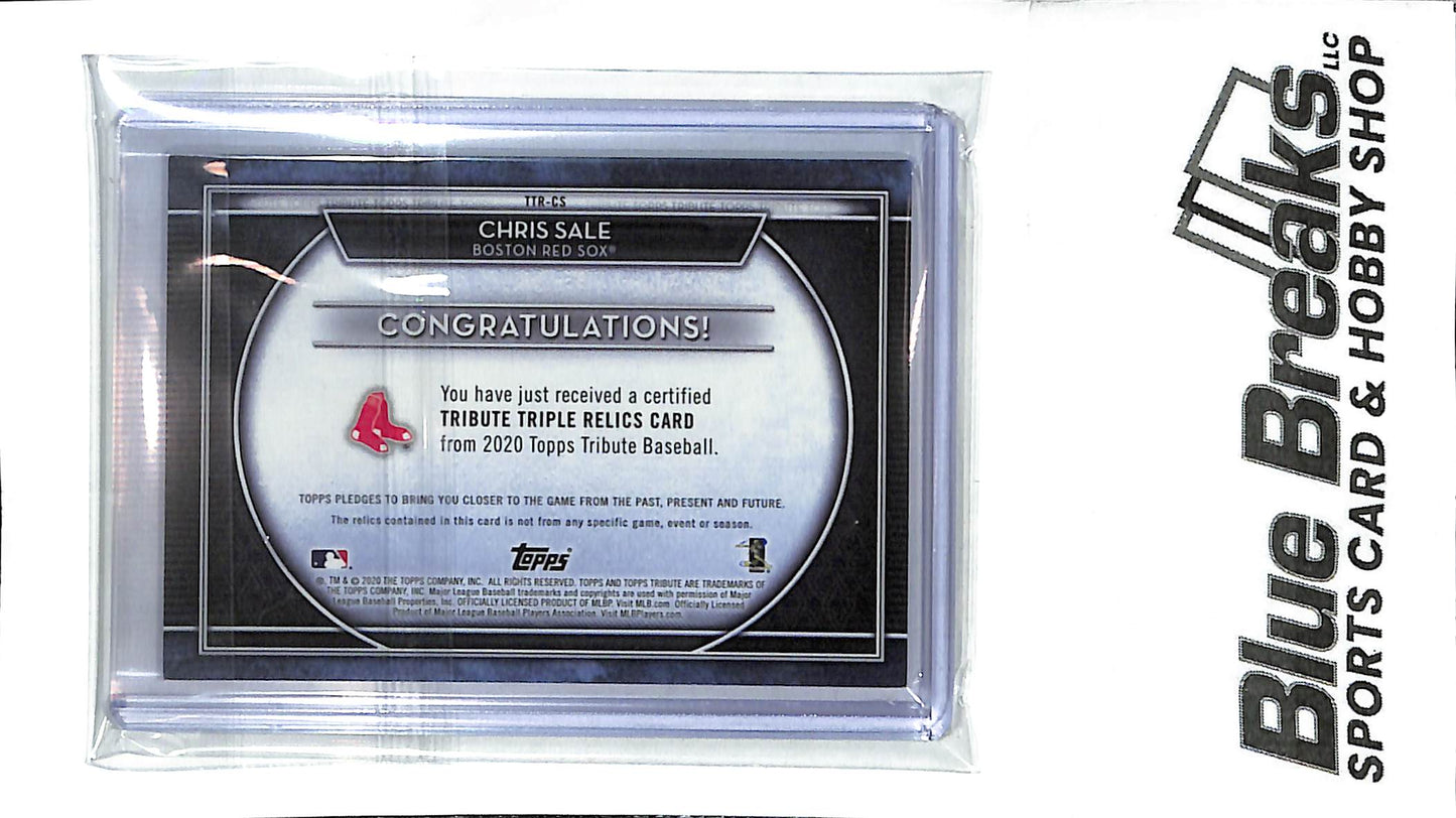 2020 Topps Triple Tribute - Triple Relic - Chris Sale - 064/150 - baseball - Red Sox