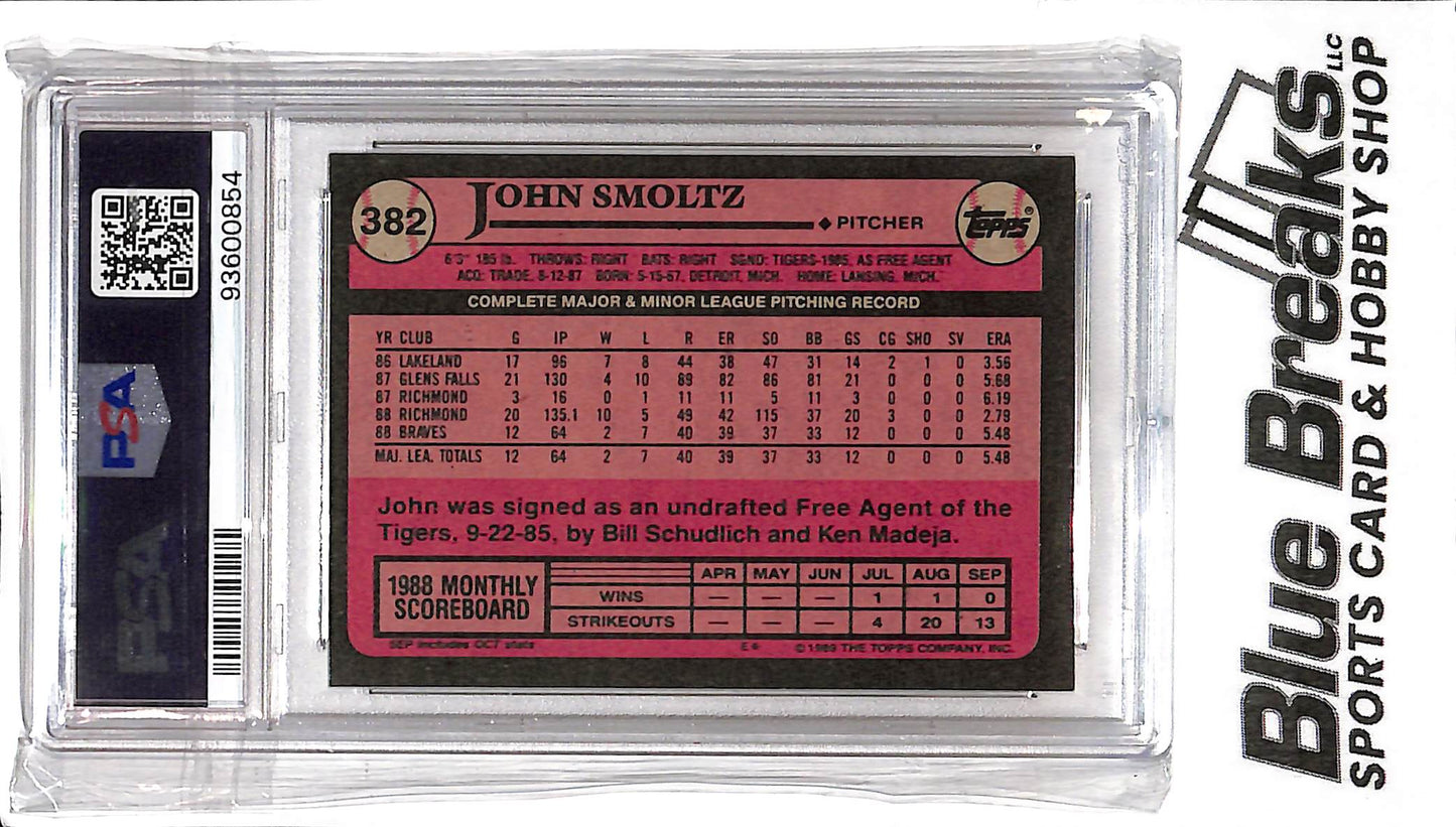 1989 Topps - John Smoltz - #382 - IP Auto - Baseball - Braves