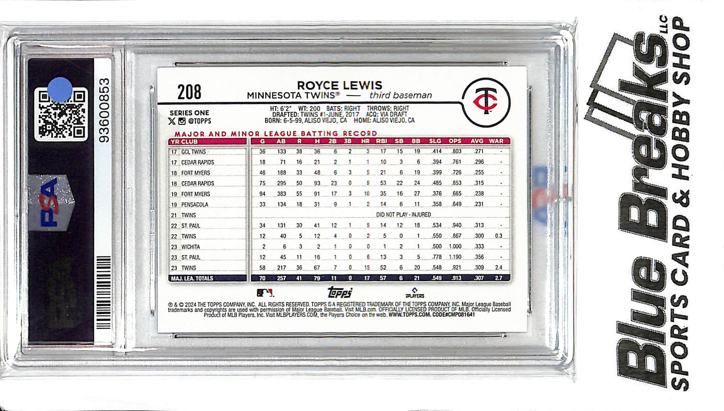 2024 Topps - Royce Lewis - #208 - Holiday Foil - IP Auto - PSA Auth - Baseball - Twins