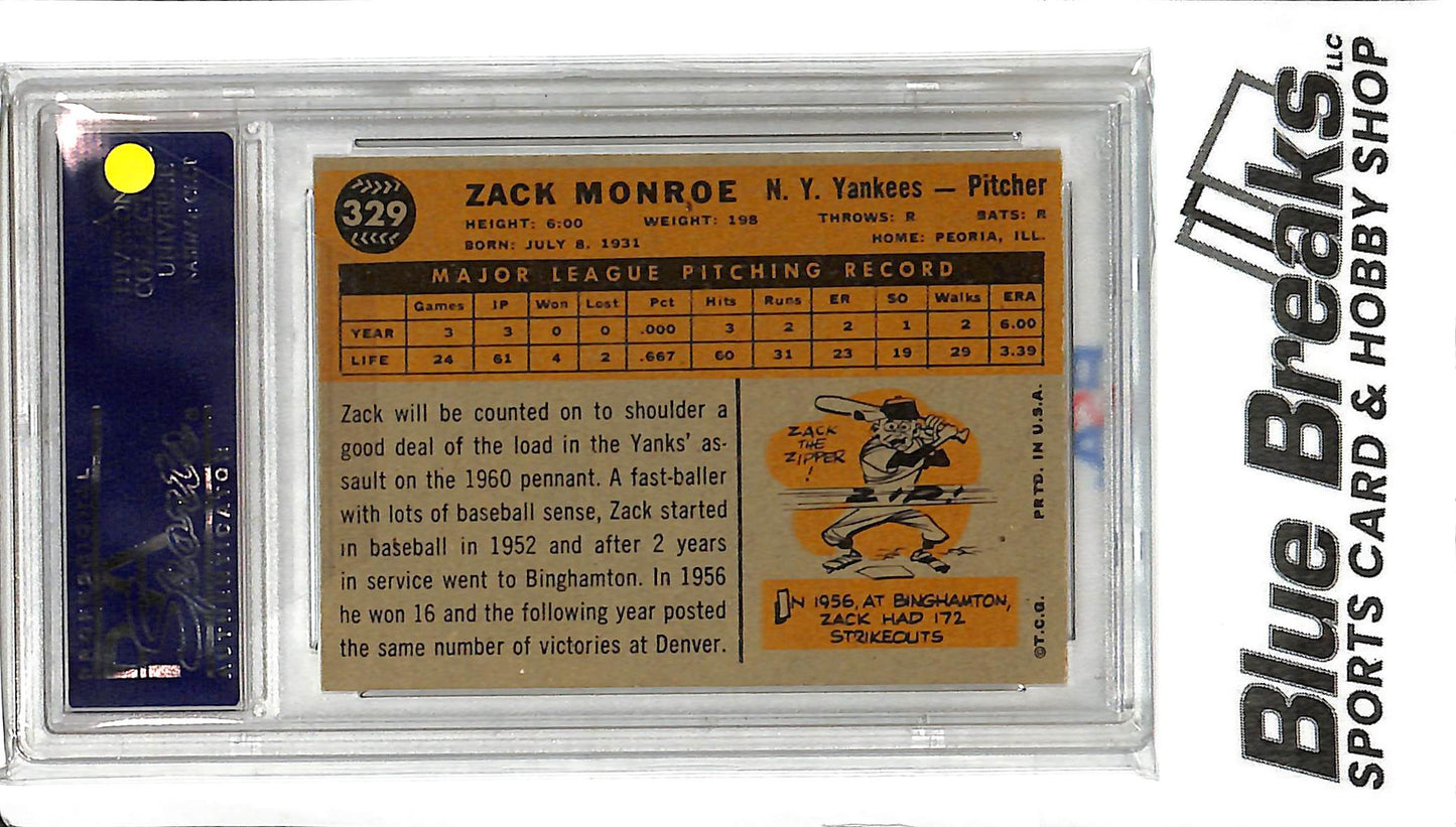 1960 Topps - Zack Monroe - #329 - PSA 7 - Baseball - Yankees