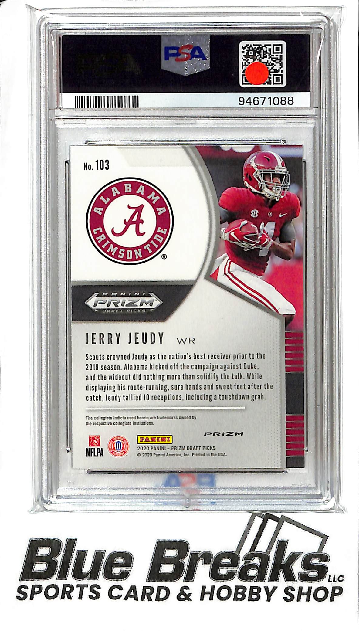 2020 Panini Prizm Draft Picks - Jerry Jeudy #103 - Silver Prizm - PSA 10 - Football - Alabama - Browns
