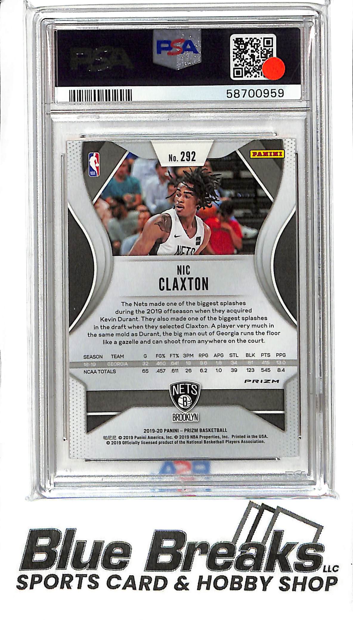 2019 Panini Prizm - Nic Claxton #292 - Orange Ice - PSA 10 - Basketball - Nets