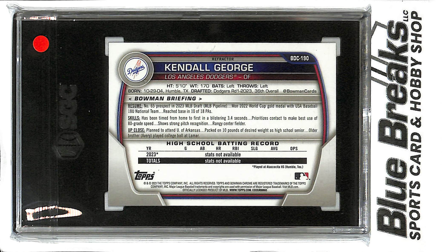 2023 Bowman Draft - Kendall George BDC-190 - 1st Bowman Refractor - SGC 8.5 - Baseball - Dodgers