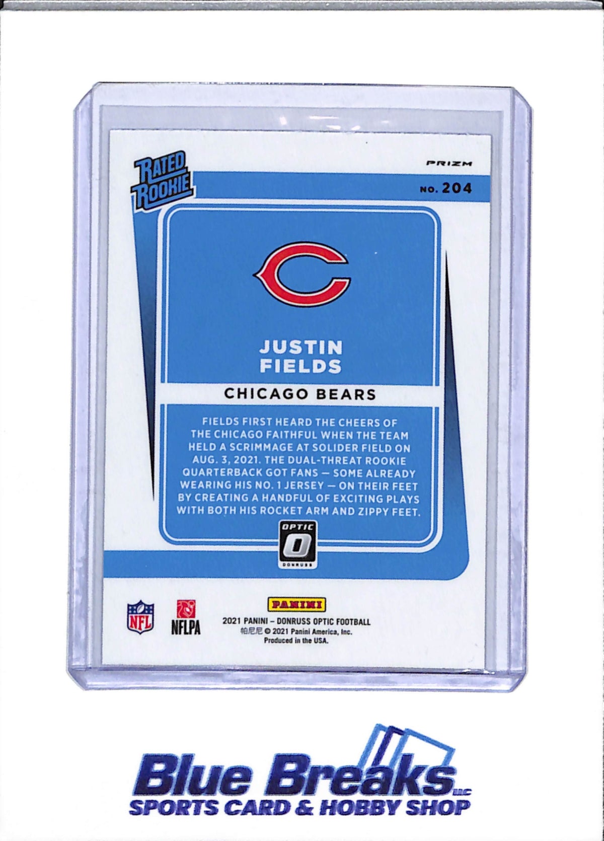 2021 Panini - Donruss Optic - Blue Scope - Rated Rookie - Justin Fields - #204 - Football - Bears