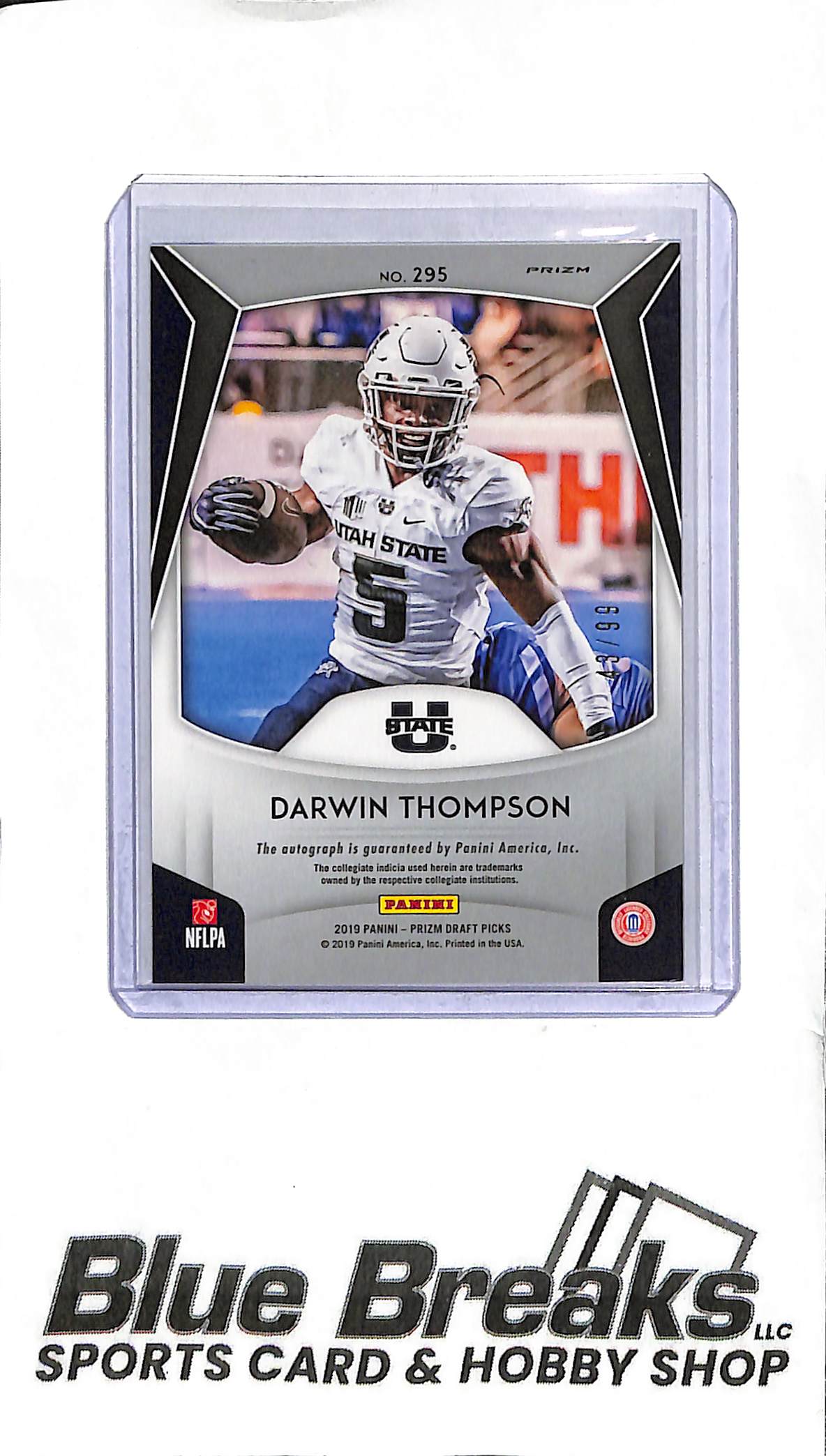 2019 Prizm Draft Picks - Darwin Thompson #295 - Red White Blue Auto 43/99 - Football - Utah State