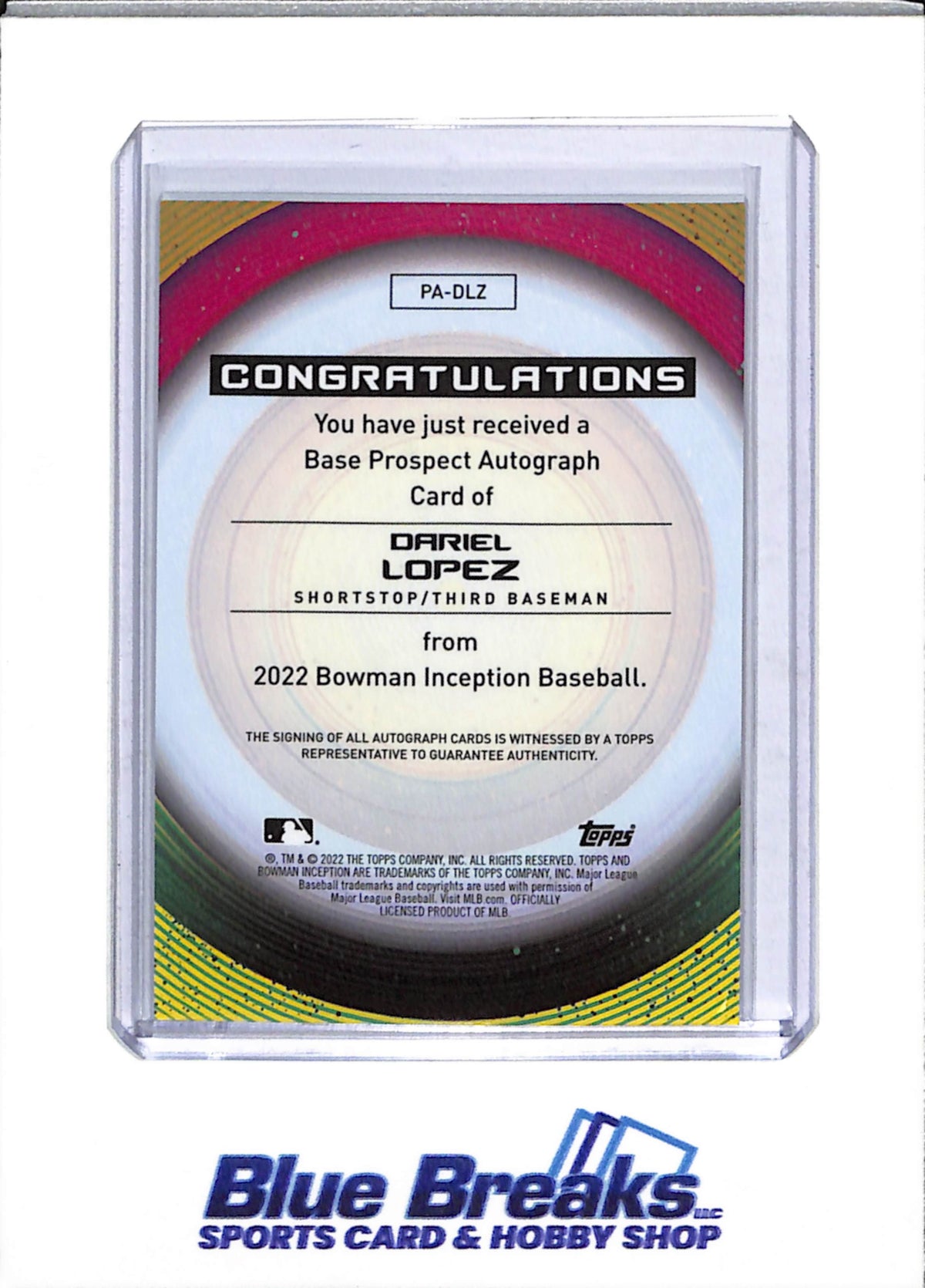 2022 Topps - Bowman - Inception Auto - Dariel Lopez - 024/250 - #PA-DLZ - Baseball - Pirates