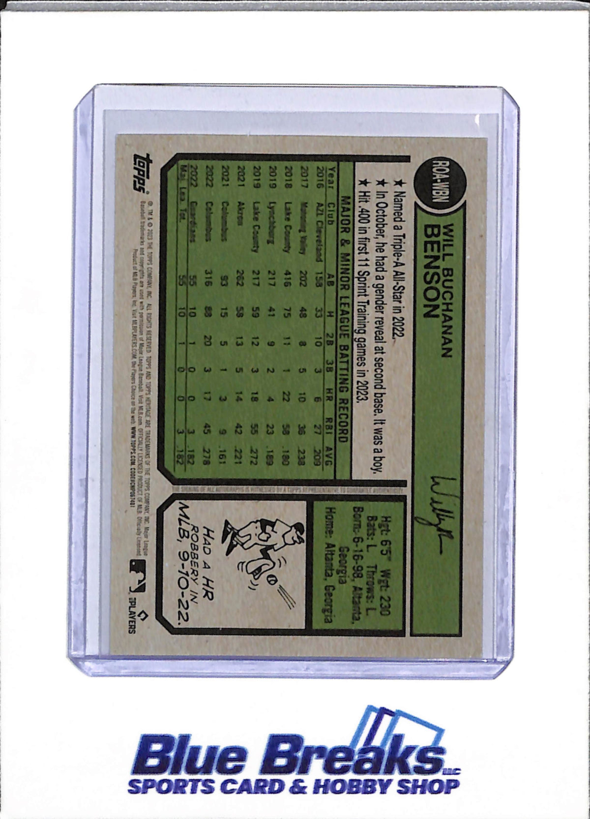 2023 Topps - Heritage - Rookie Card - Auto - Will Benson - #ROA-WBN - Baseball - Reds