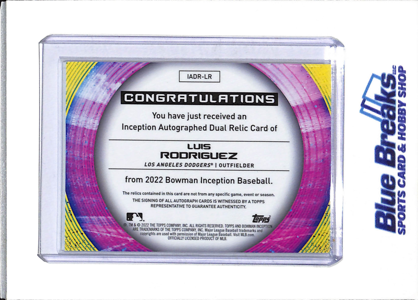 2022 Topps - Bowman - Inception Auto Dual Relic - Luis Rodriguez - 177/200 - #IADR-LR - Baseball - Dodgers