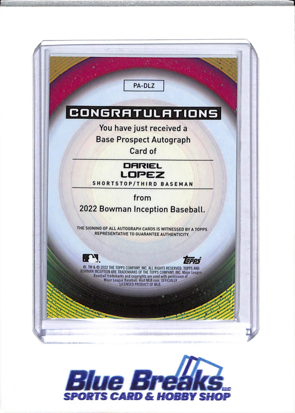 2022 Topps - Bowman - Inception Auto - Dariel Lopez -28/50 - #PA-DLZ - Baseball - Pirates
