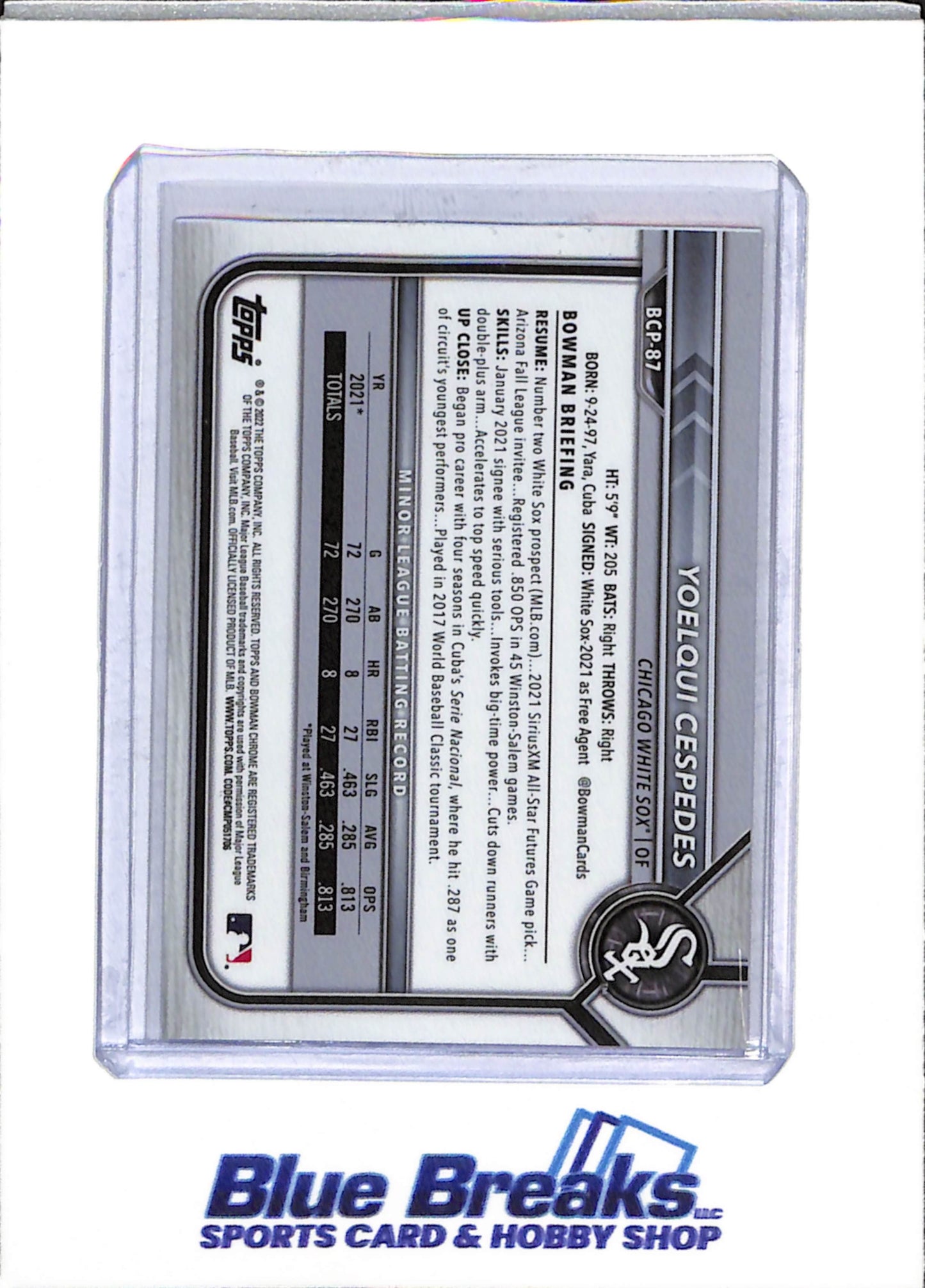 2022 Topps - Bowman Chrome - Orange Shimmer - Yoelqui Cespedes - 14/25 - #BCP-87 - Baseball - White Sox