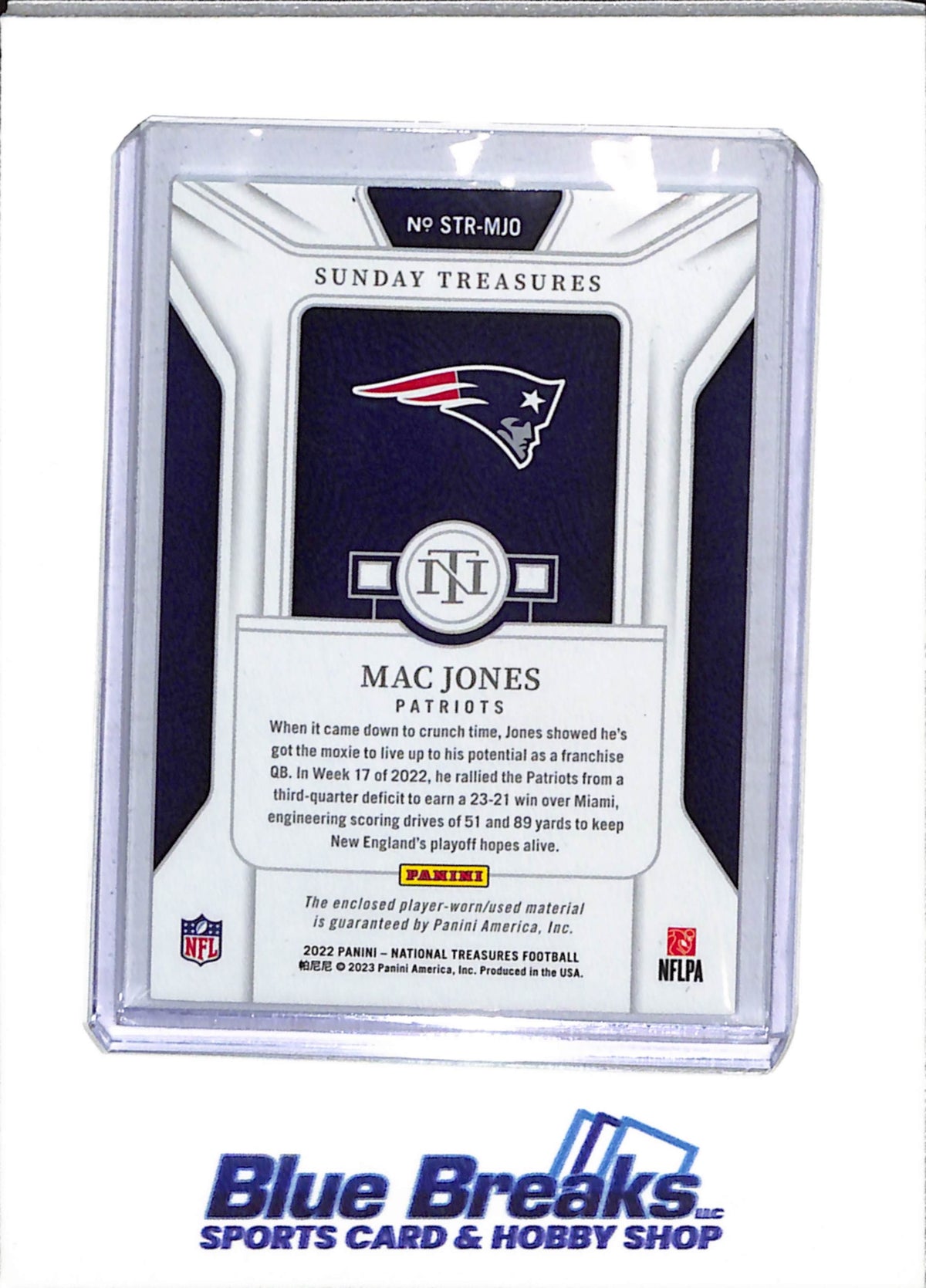 2022 Panini - National Treasures - Sunday Treasures - Relic - Mac Jones - 52/99 - #STR-MJO - Football - Patriots