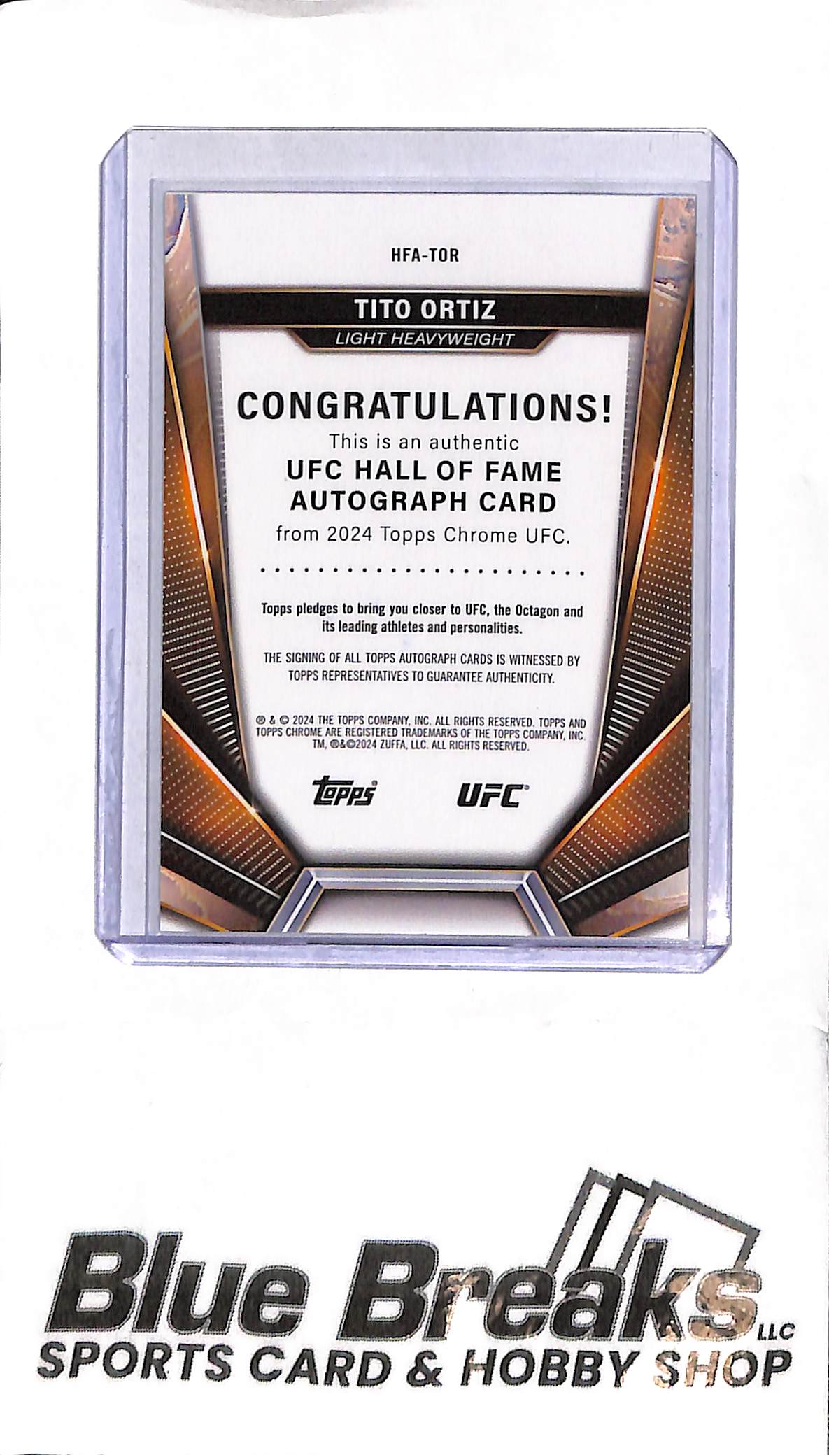 2024 Topps Chrome UFC - Tito Ortiz Auto - HFA-TOR - UFC - Light Heavyweight