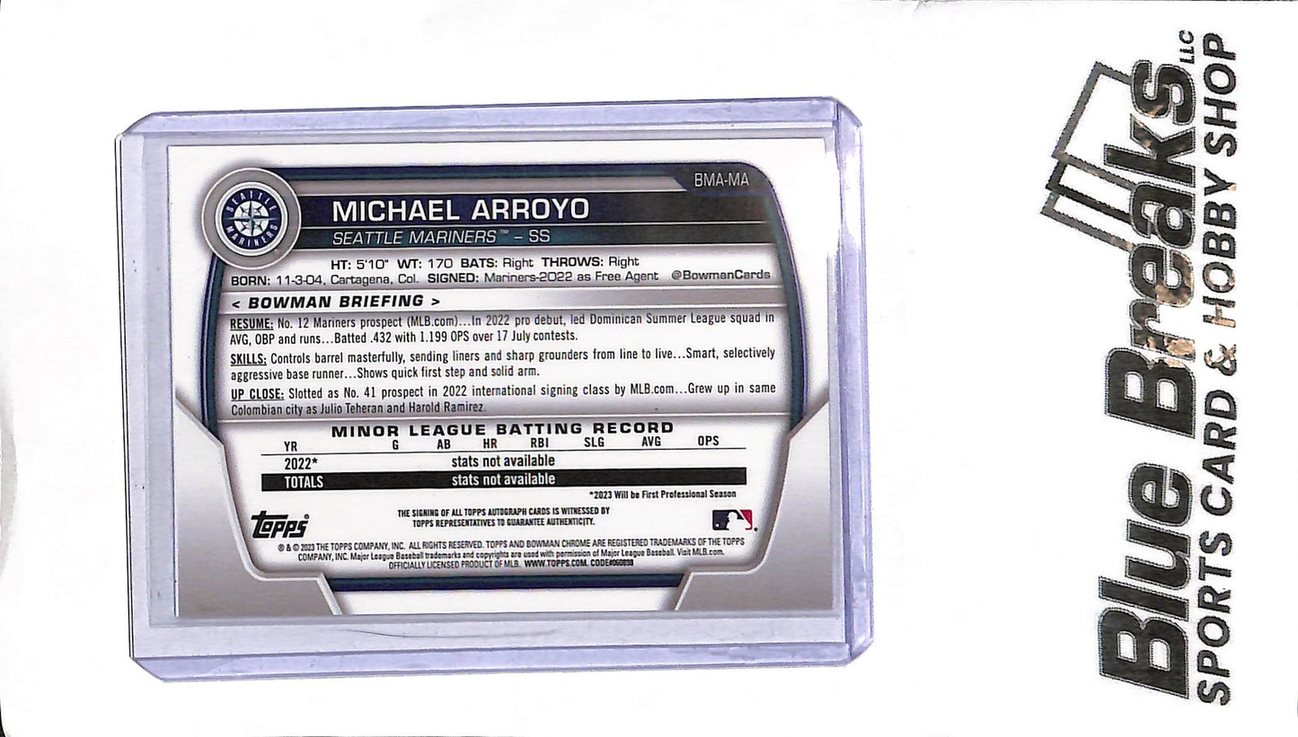 2023 Bowman - Michael Arroyo Auto - BMA-MA - Mega Box Mojo - Baseball - Mariners
