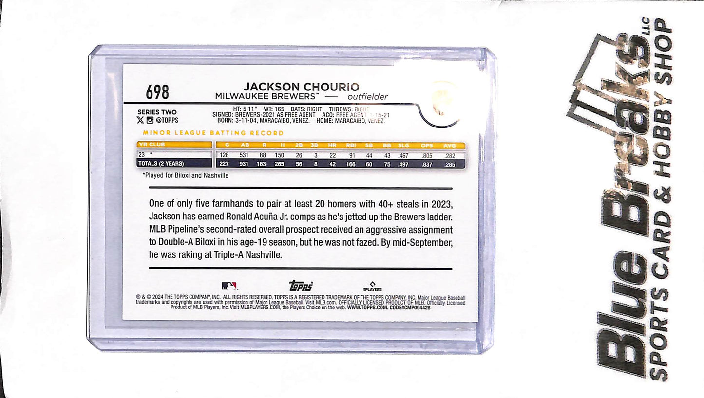 2024 Topps - Jackson Chourio - 698 - RC - Baseball - Brewers