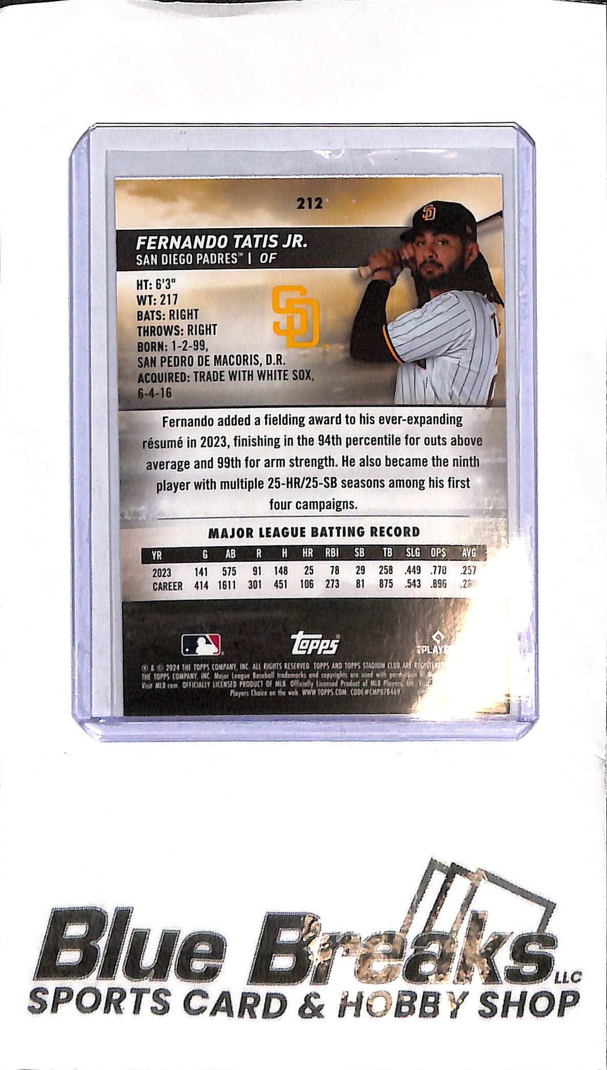 2024 Topps Stadium Club Chrome - Fernando Tatis Jr. - 212 - Orange Foil 83/99 - Baseball - Padres