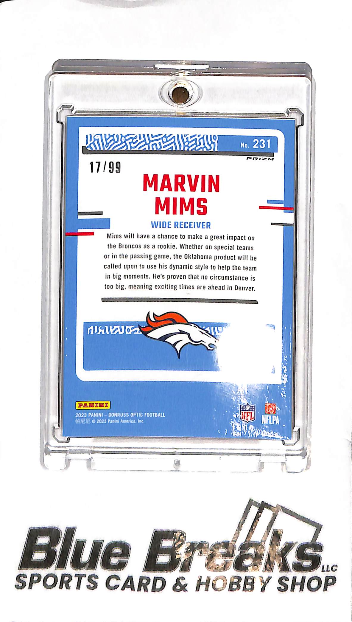 2023 Panini Optic - Marvin Mims - 231 - Red Foil 17/99 - RC - Football - Broncos