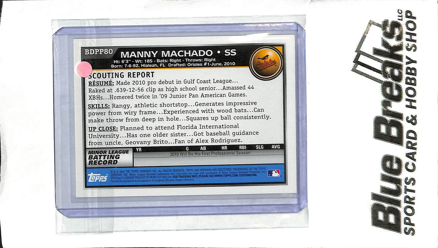 2010 1st Bowman - Manny Machado - BDPP80 - RC - Baseball - Orioles