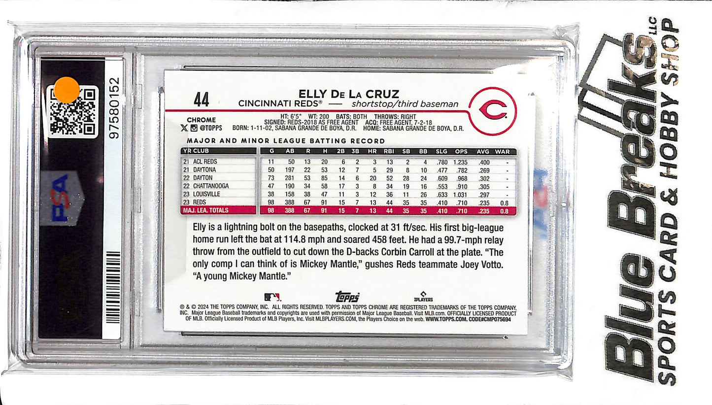 2024 Topps Chrome - Elly De La Cruz - PSA Mint 9 - Raywave #44 - RC - Baseball - Reds