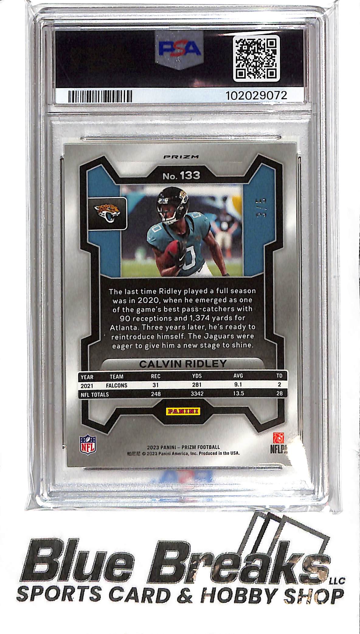 2023 Panini Prizm - Calvin Ridley - PSA Mint 9 - 133 - Gold Vinyl 3/5 - Football - Jaguars