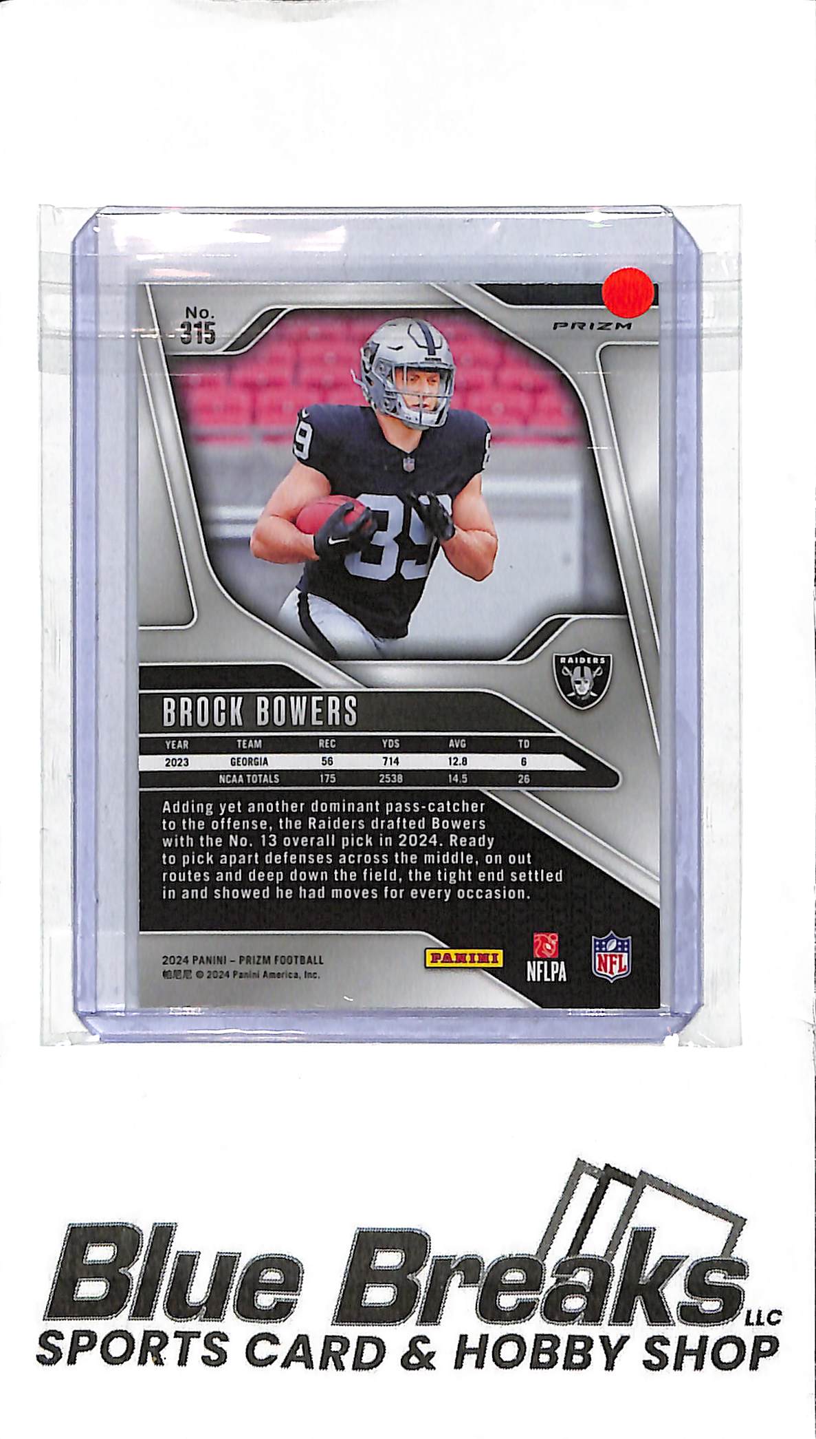 2024 Panini Prizm - Brock Bowers - Holo #315 - RC - Football - Raiders