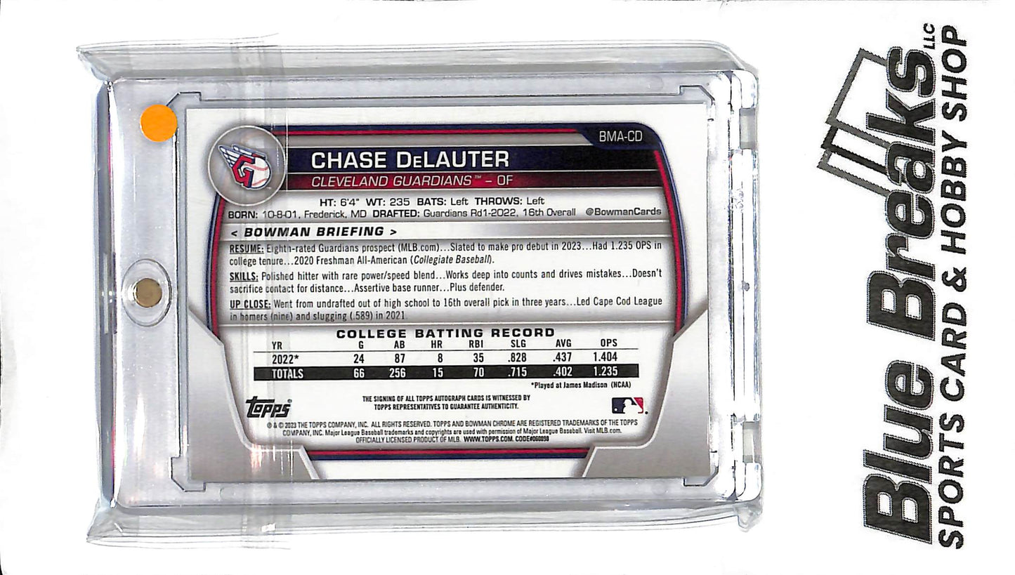2023 Bowman Chrome - Chase DeLauter Auto - Tire Tread Holo BMA-CD - Baseball - Guardians