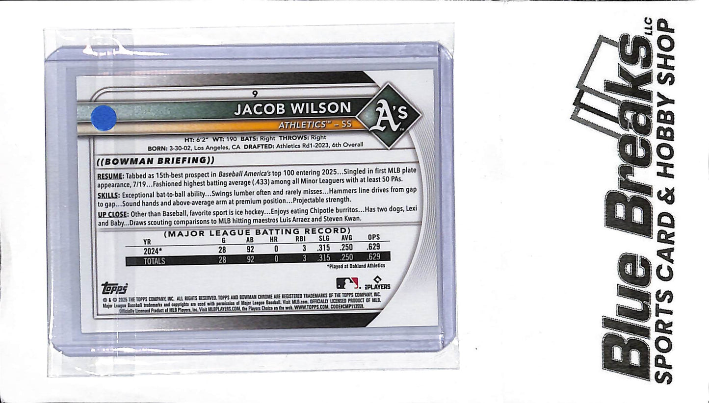 2025 Bowman Chrome - Jacob Wilson - Red Rookie Refactor - #9 - baseball - Athletics
