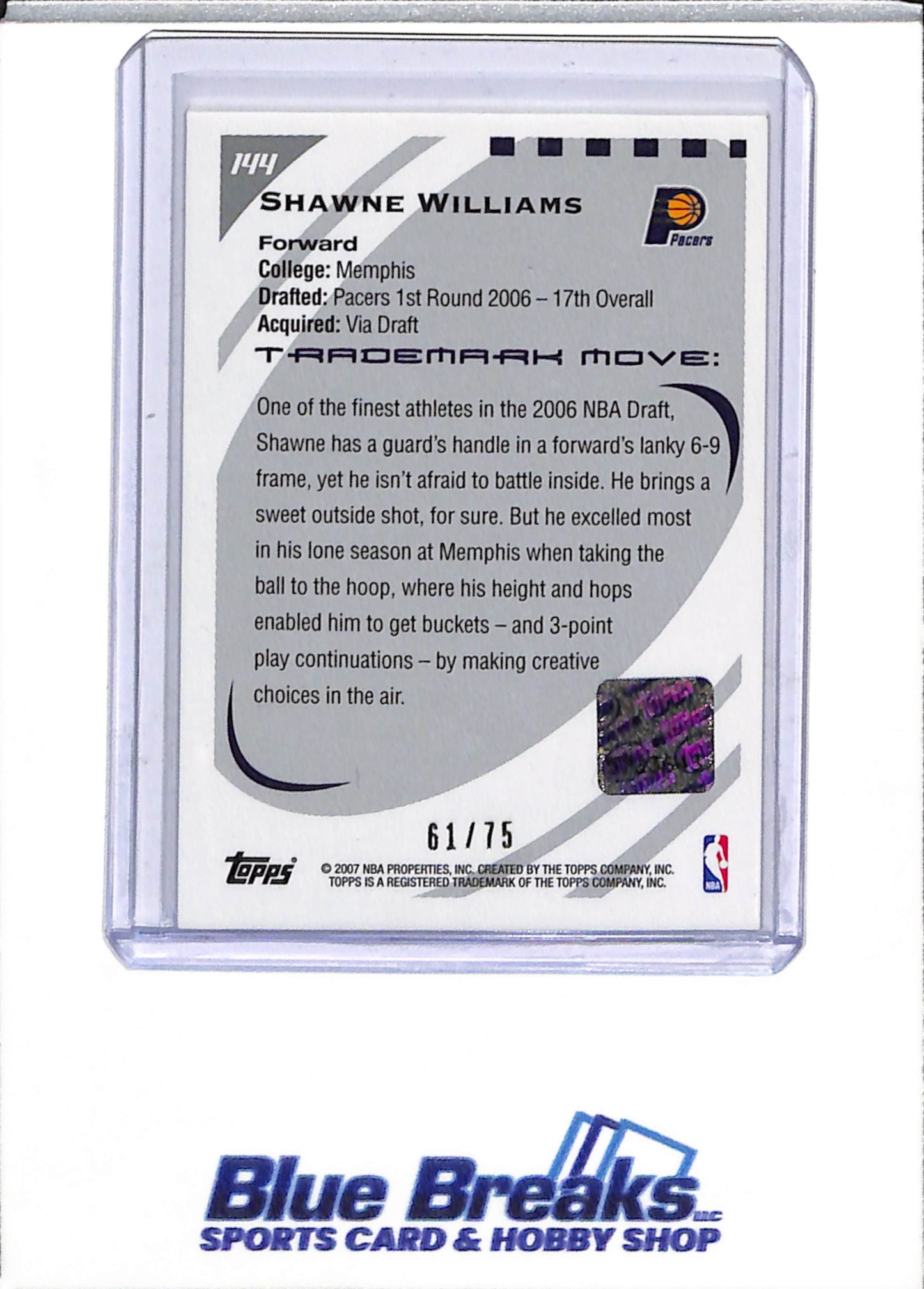 2007 Trademark - Shawne Williams 61/75
