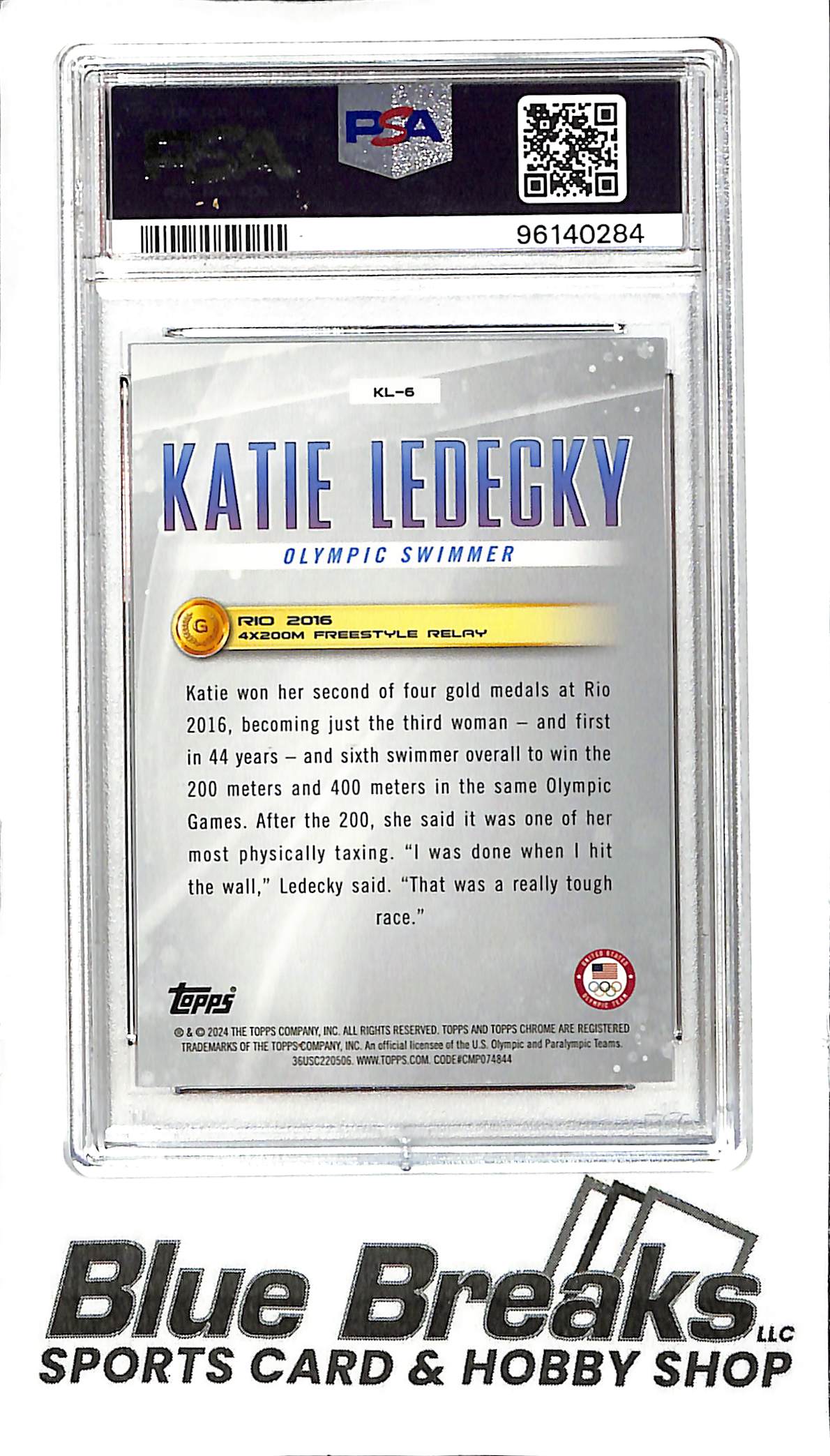 2024 Topps Chrome - USOP - Ledecky Legacy - US Flag Refractor - Katie Ledecky - 51/75 - #KL-6 - Olympics - Swimming - PSA 10