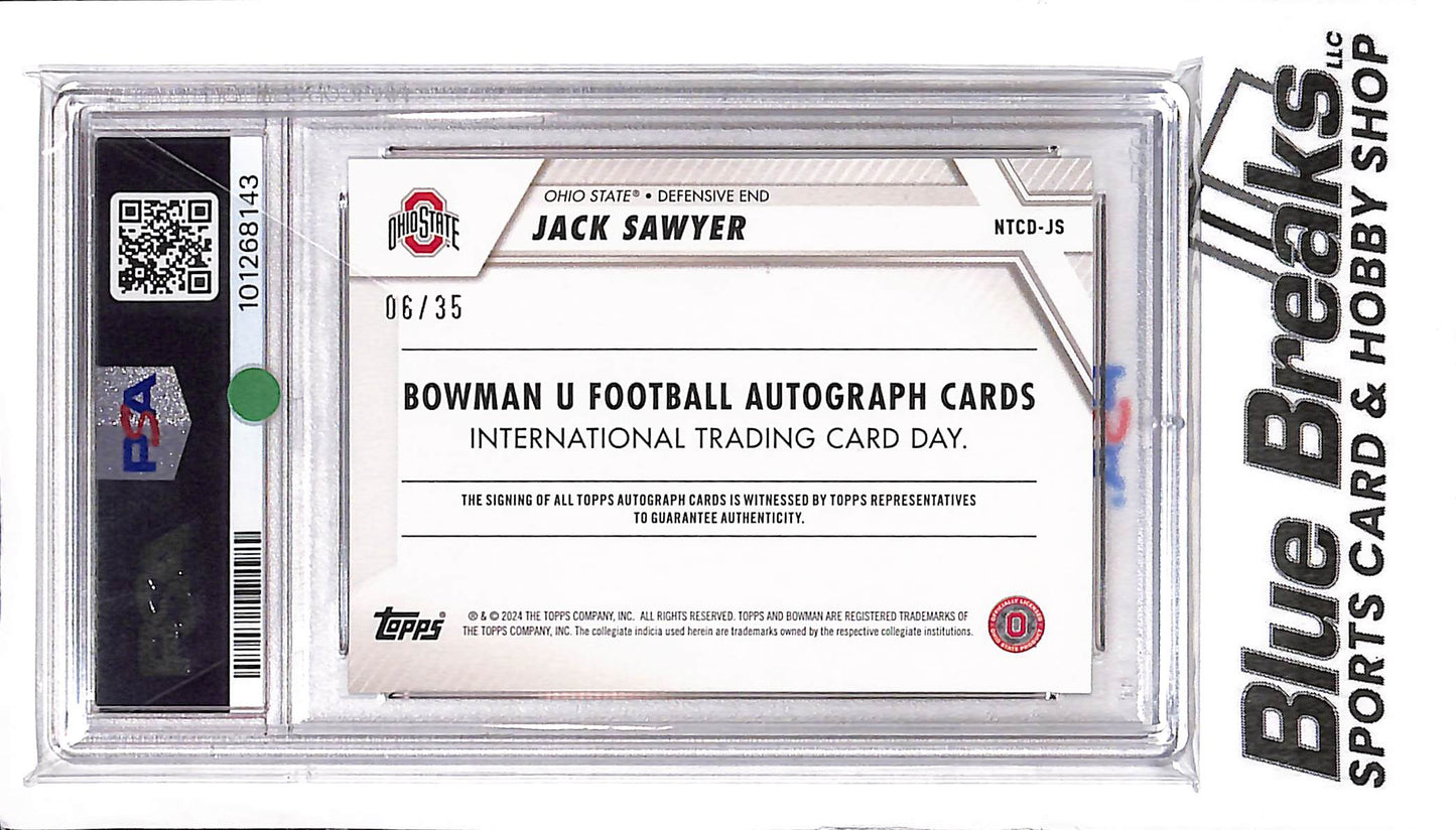 2024 Topps International Trading Card Day - Bowman University Chrome - Jack Sawyer - auto - 06/35 - NTCD-JS - Buckeyes - Steelers