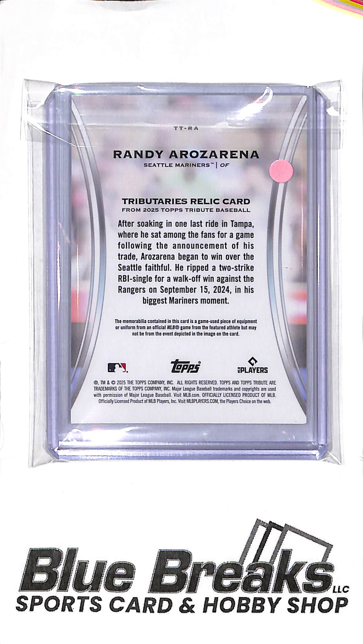 2025 Topps Tribute - green - Randy Arozarena - City Connect - relic - 94/99 - #TT-RA - baseball - Mariners