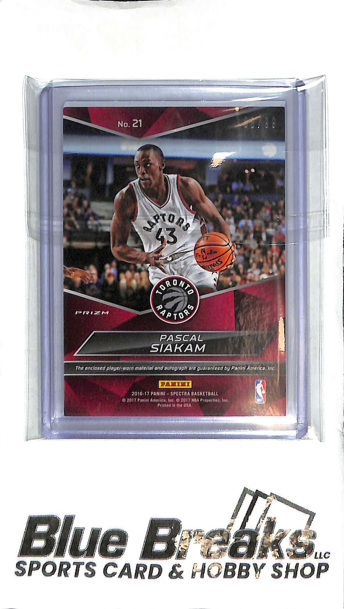 2016-17 Spectra - Pascal Siakim Patch Auto #21 - 88/99 - Basketball - Raptors