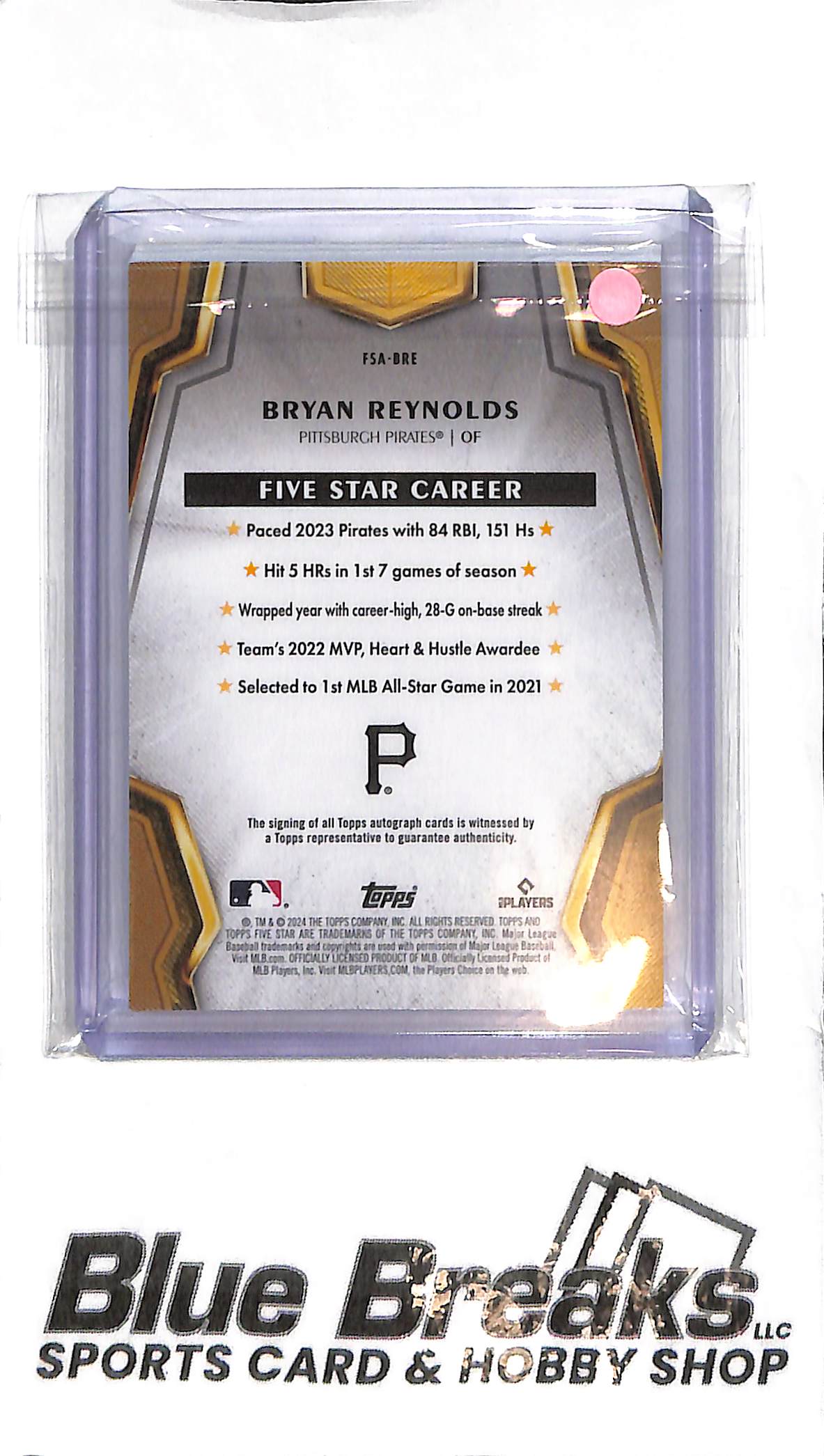 2024 Tier One - Bryan Reynolds Auto - FSA-BRE Gold 03/10 - Baseball - Pirates