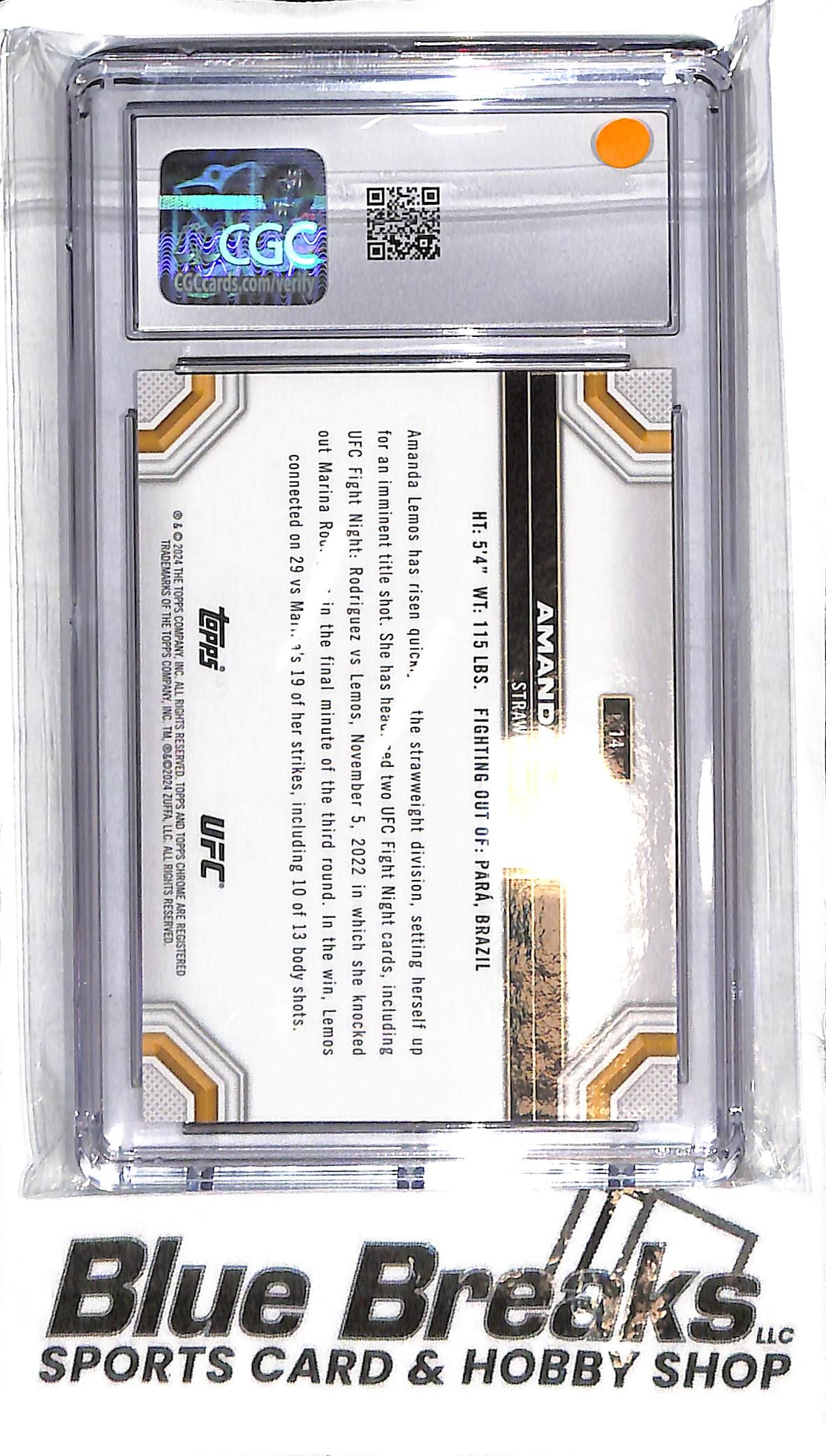 2024 Topps Chrome - Amanda Lemos #14 - Gold 34/50 - CGC 9 - UFC - Strawweight