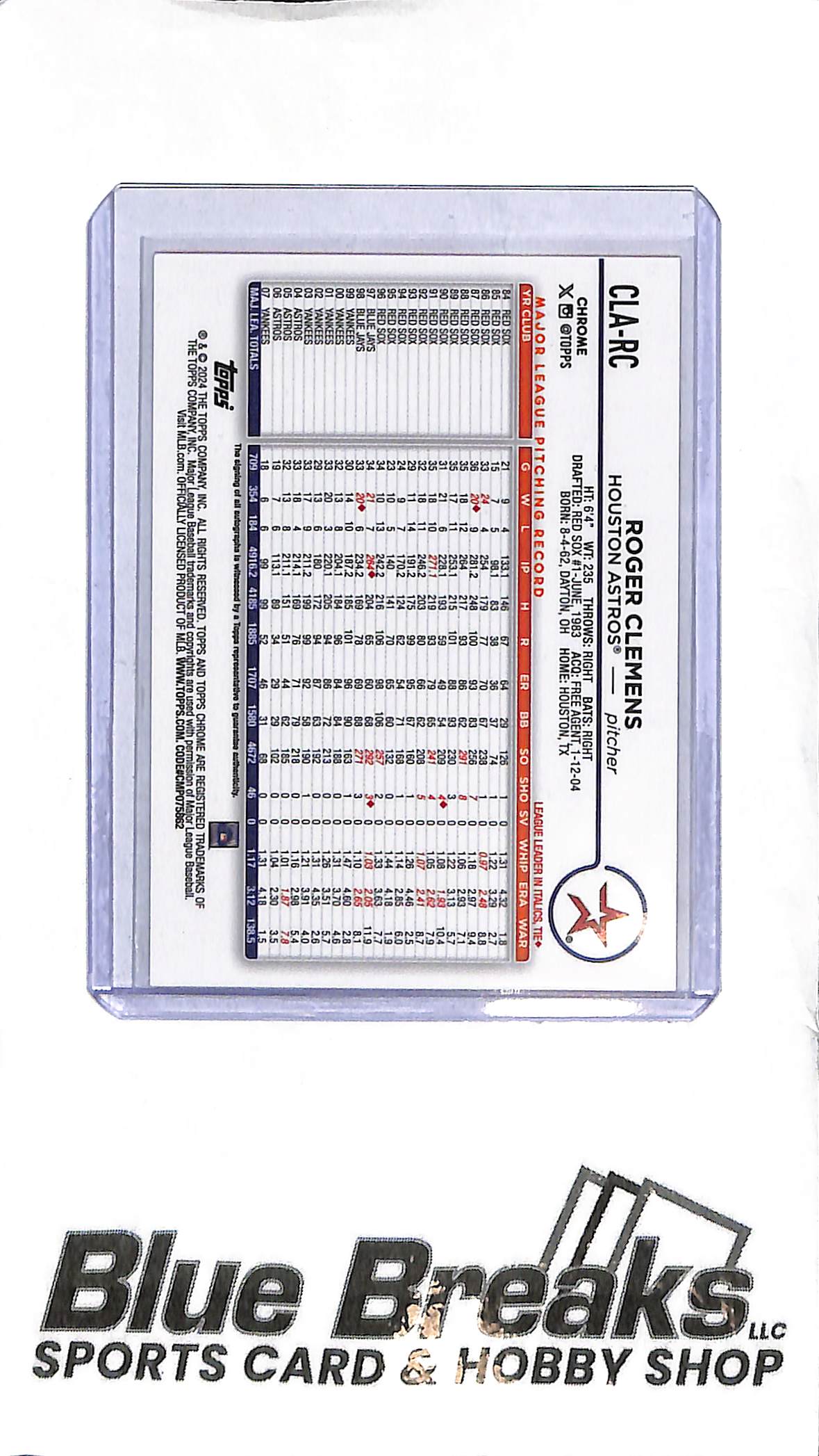 2024 Topps Chrome - Roger Clemens Auto CLA-RC - Orange 22/25 - Baseball - Astros