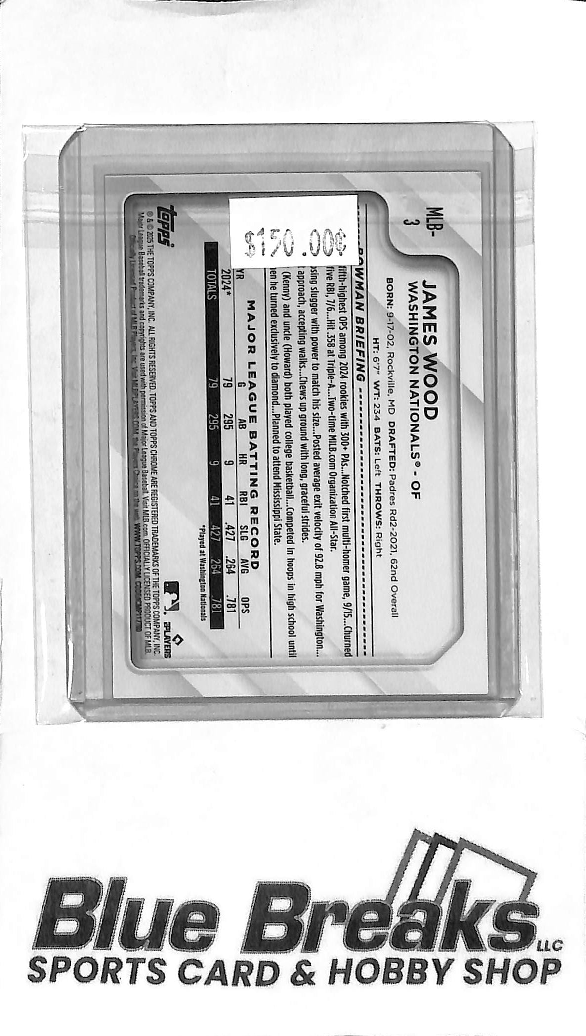 2025 Topps National Pack - James Wood MLB-3 - Gold 15/50 - RC - Baseball - Nationals