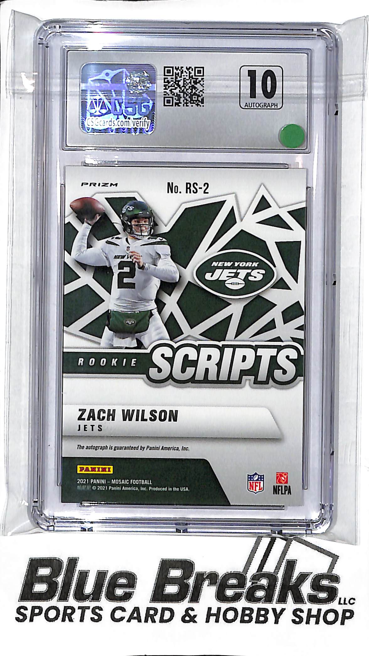 2021 Panini - Mosaic - orange - Rookie Scripts - Zach Wilson - RC - #RS-2 - CGC 9.5 - football - Jets/Dolphins