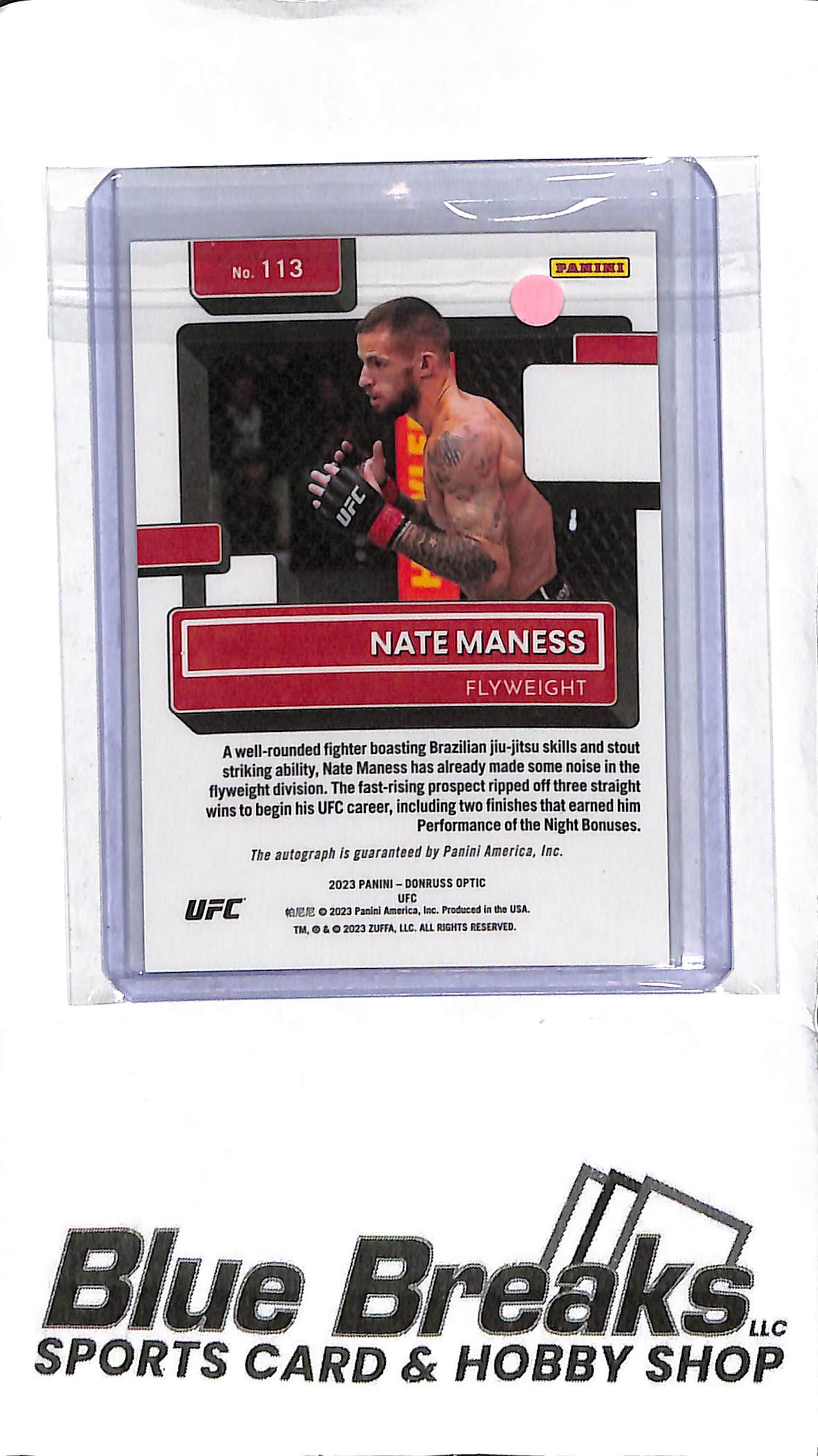 Nate Maness #113 - 2023 Optic UFC - RC Auto - UFC - Flyweight